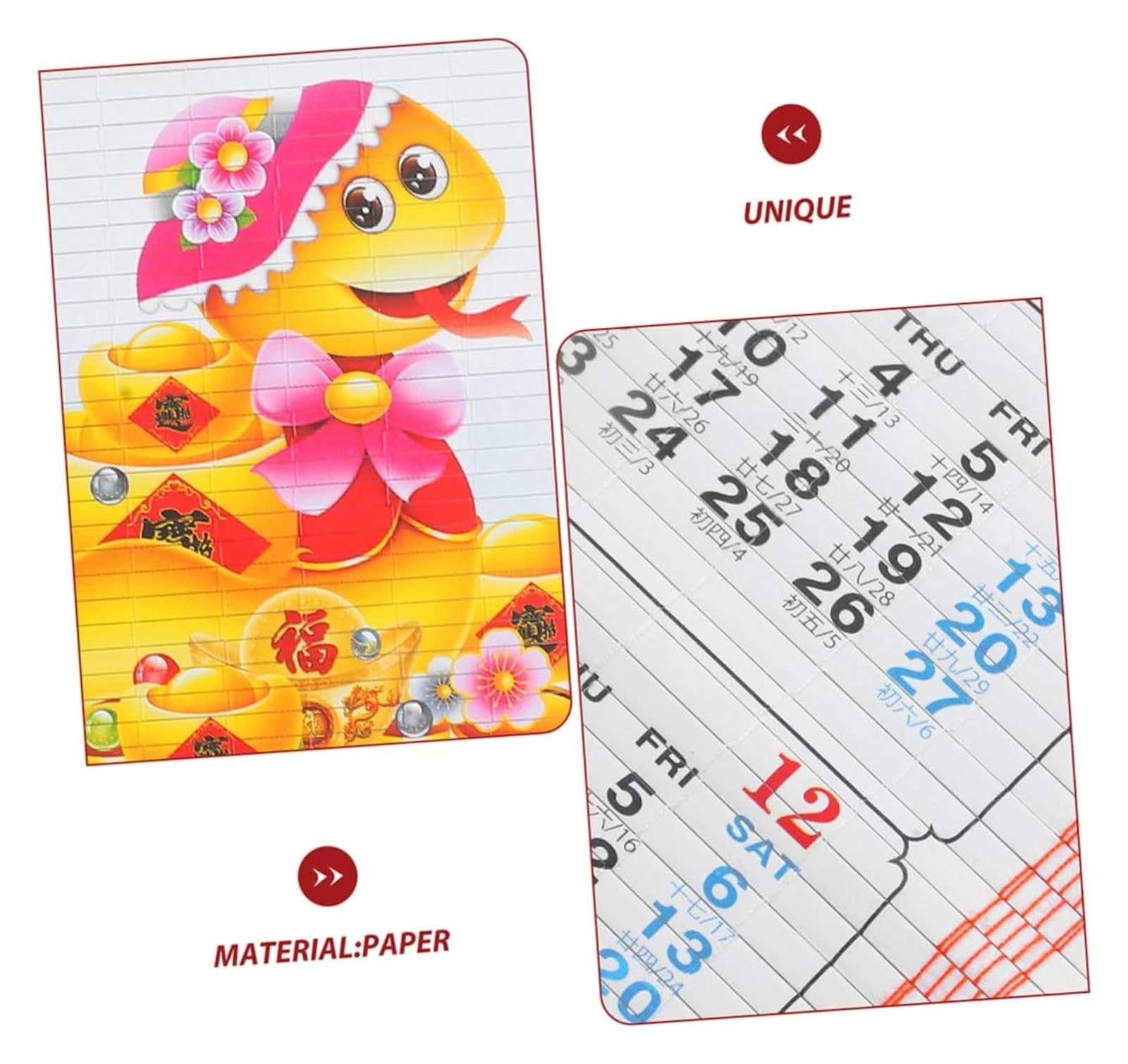 Tischkalender, Tischkalender 2025, Jahr der Schlange, Hängekalender, Adventskalender, Kühlschrankkalender, Kühlschrankkalender, Weiß