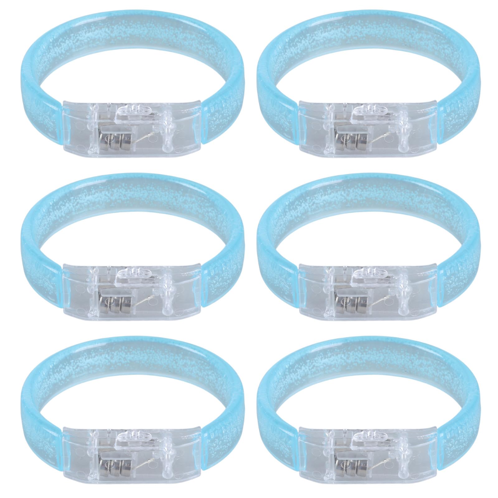 Jazuaiao Of 6 LED Light Bracelets Multicolors Wristbands for Concert and Festival Wear Wrist Accessories Party Supplies Acrylic Glow Bracelets