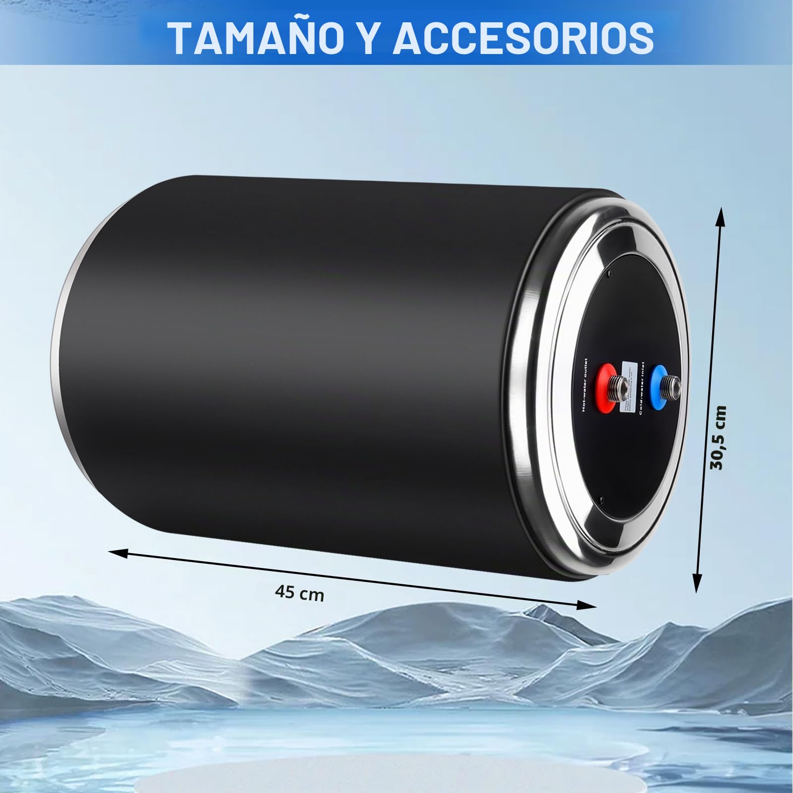 Calentador de agua de doble potencia, 12 V CC 200 W/230 V CA 1500 W, 10 L, para caravana, camping, enchufe británico, calentador de agua de tanque de 230 V, instantáneo para RV, para caravana con