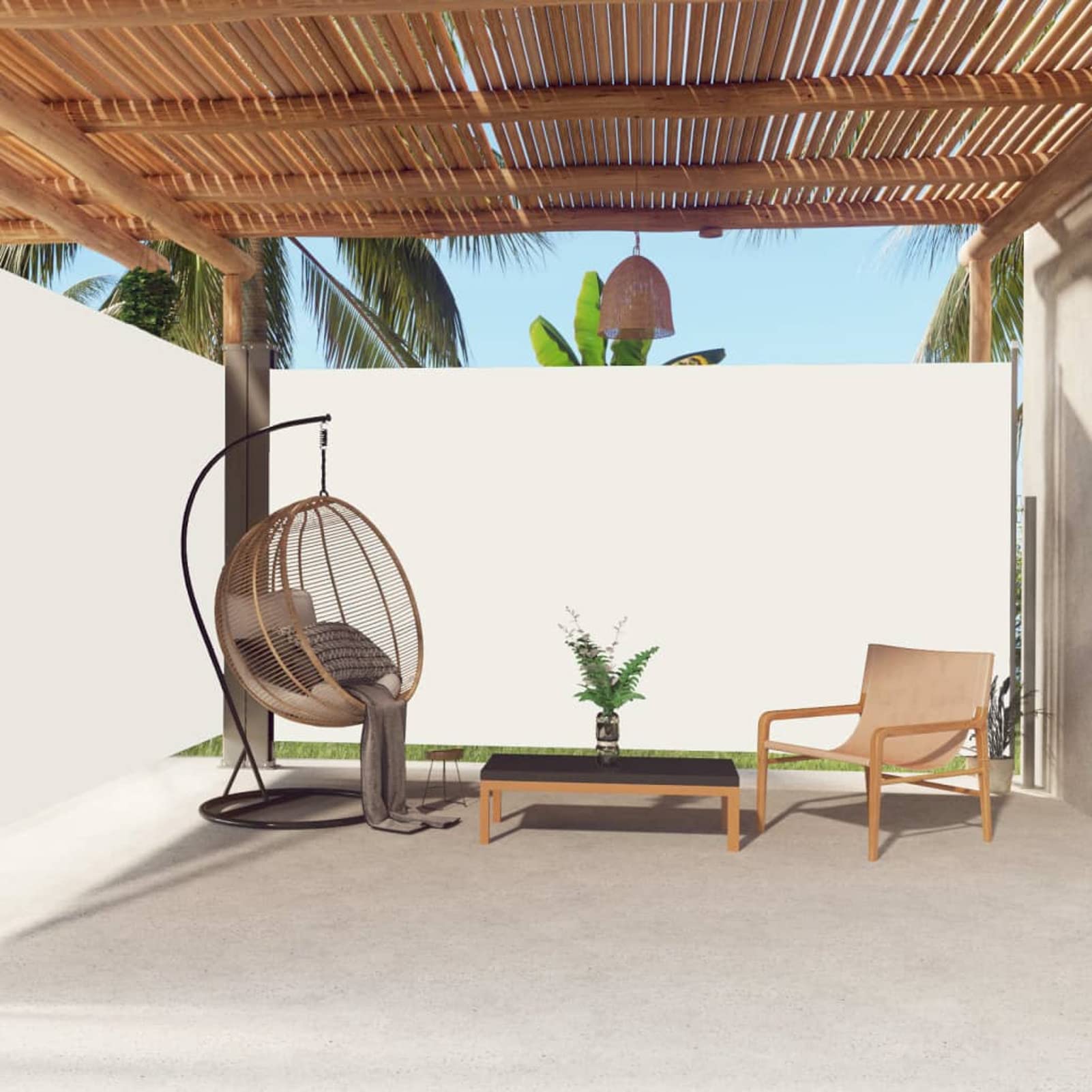 ShGaxin Toldo Lateral retráctil Crema 200x600 cm, Toldos Exterior Terraza, Toldo para Balcon, Toldos Jardin, Toldo Privacidad Balcon, Toldos Terraza - 318007