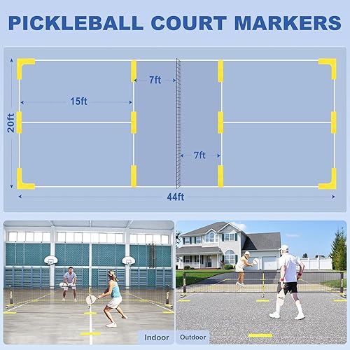 Miniatura 3 de Pickleball Net Set, Pickleball Net on Wheels for Driveway Backyard, 22FT Regular Size, 4 Pickleball Paddles & 6 Balls, 12 Court Markers, 1 Carry