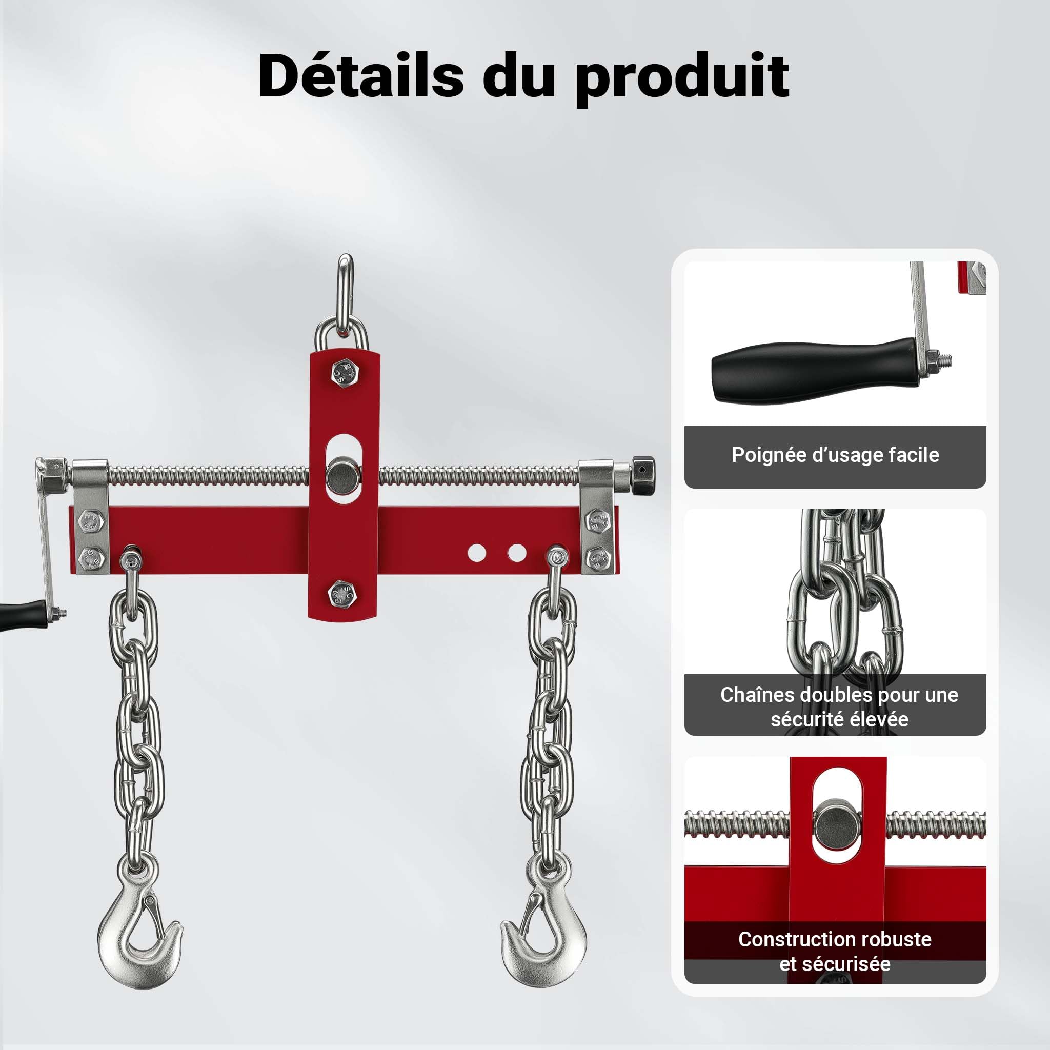 WilTec 900kg Équilibreur Charge Grues Atelier Positionnement Levage Moteur Traverse Balancier Garage