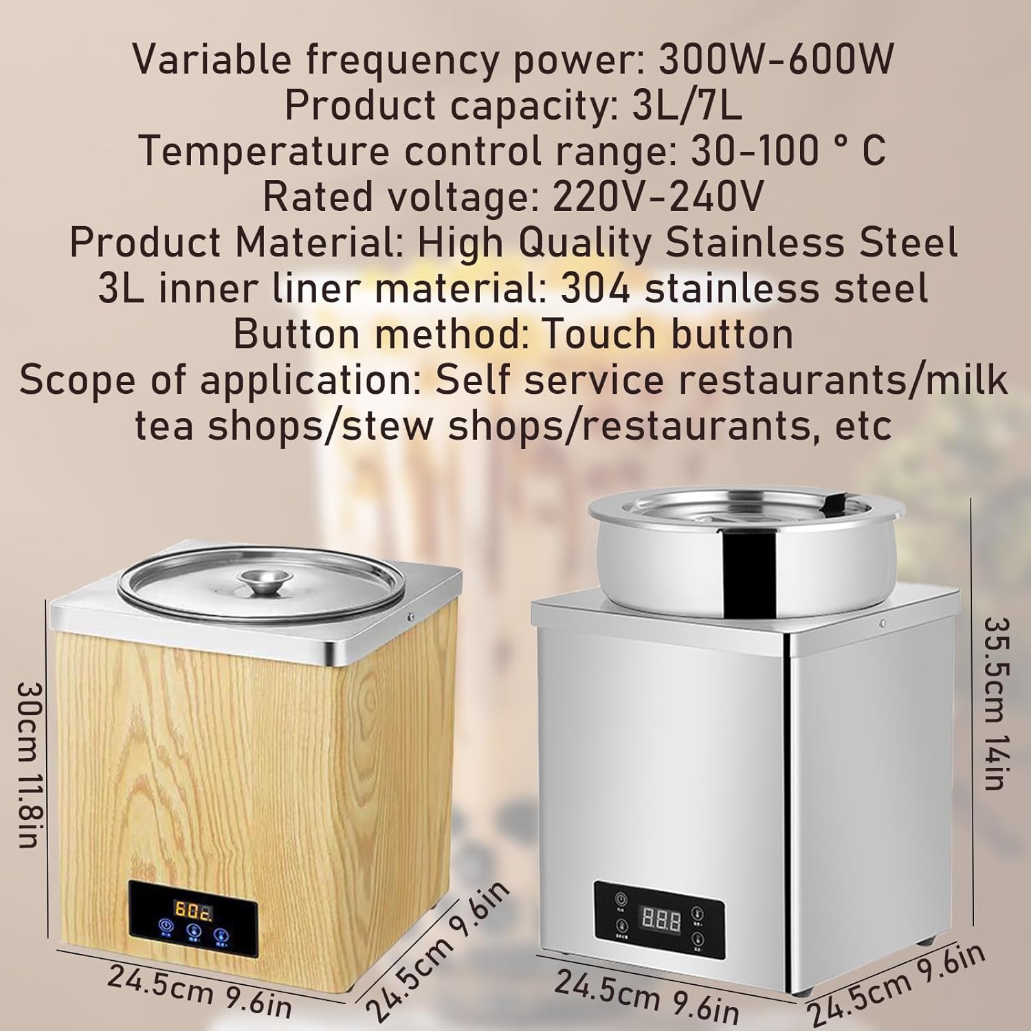 Electric Warmer & Commercial Chocolate Tempering Machine,Featuring Adjustable Temperature & Insulation Heating Functions, Suitable for Milk Tea Shops & Catering Scenarios All Steel Mirror 7L