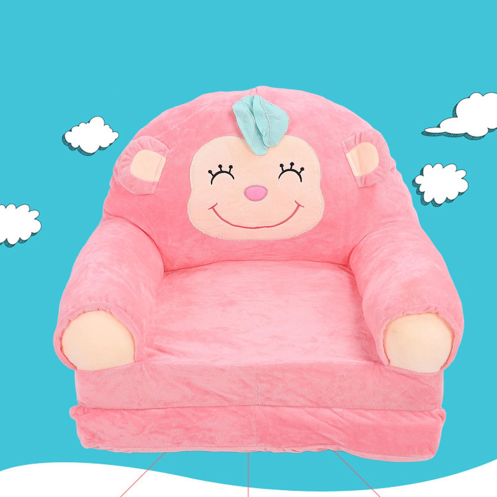 SIXRUN Mono Sofá para Niños Sofá de Felpa Suave para Niños, Plegable para de Diseño único para el Jardín de Infantes en Casa, Sillón para Pequeños Resistente y Resistente (Pink)