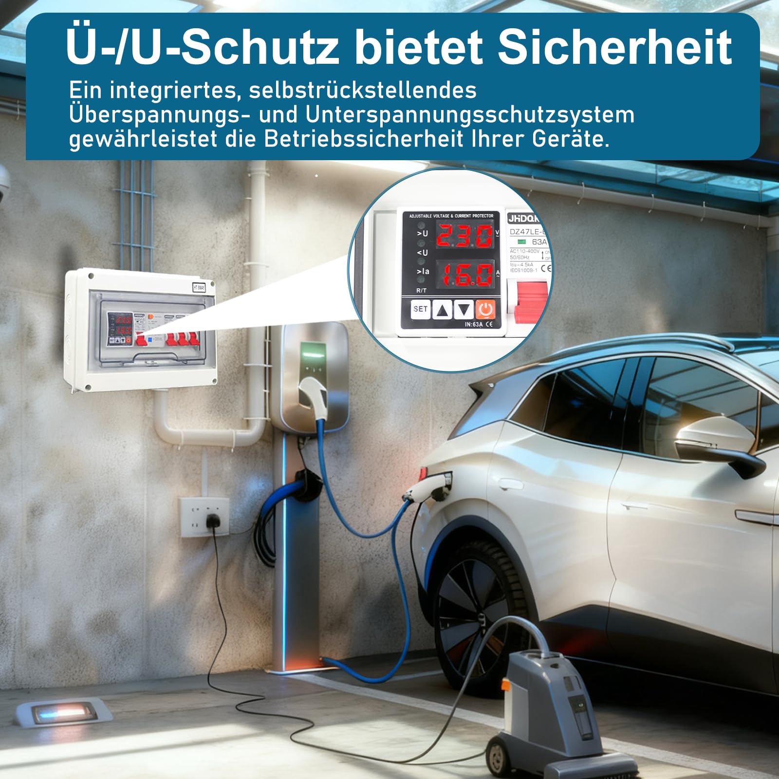 Quadro elettrico a parete, con interruttore differenziale e protezione contro sovratensioni, 32A, 16A, 10A interruttori AC, IP65 distributore di corrente per officina, garage, camper