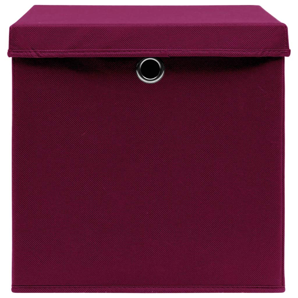 Aufbewahrungsboxen mit Deckeln 10 Stück 28x28x28 cm Dunkelrot langlebige Vliesstoff-Organizer für Haushalt, Schrank, Regal, Kinderzimmer, Bad, Küche, Stauraum, Staender, Fach