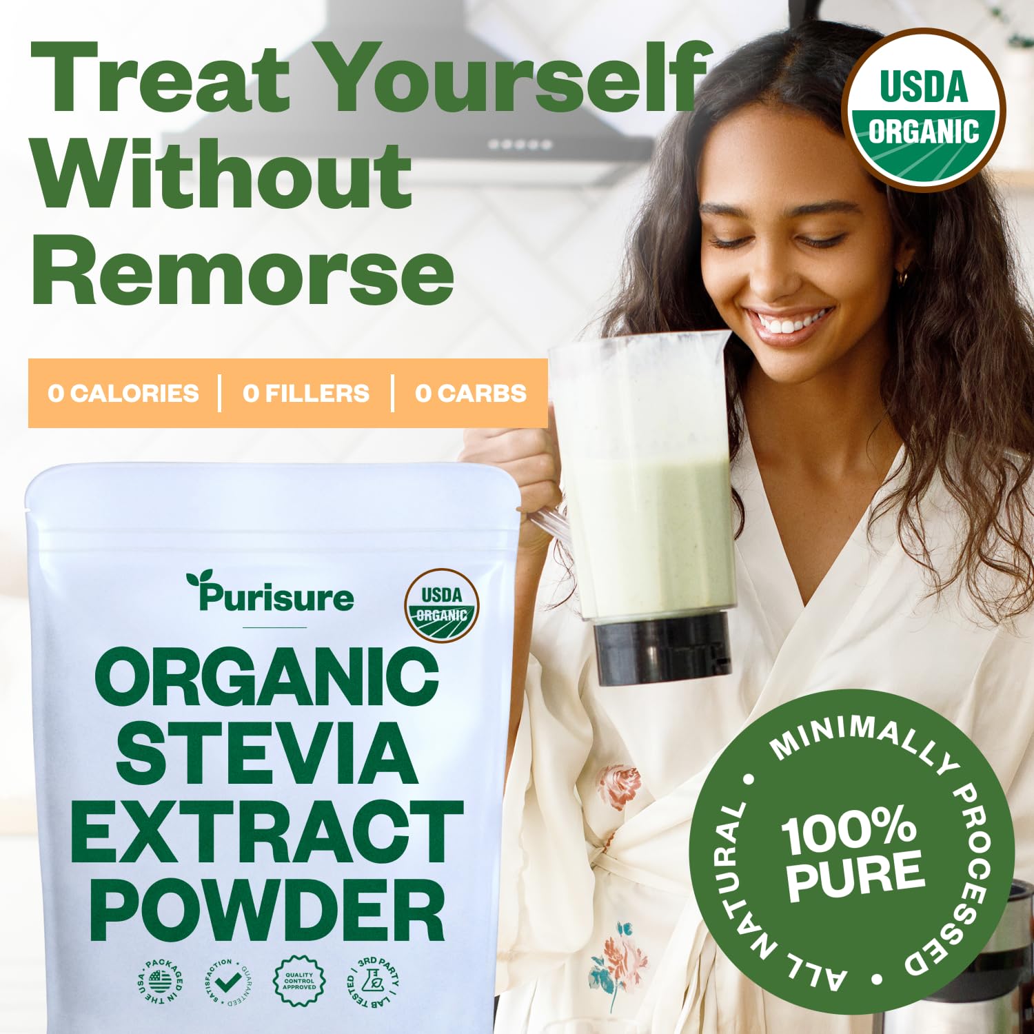 Organic Stevia Extract Powder,125 g, Zero Calorie, Pure Stevia Extract Concentrated Powder Sweetener for Baking and Beverages - No Aftertaste, Non-GMO, Keto Friendly- 892 Servings - Image 6