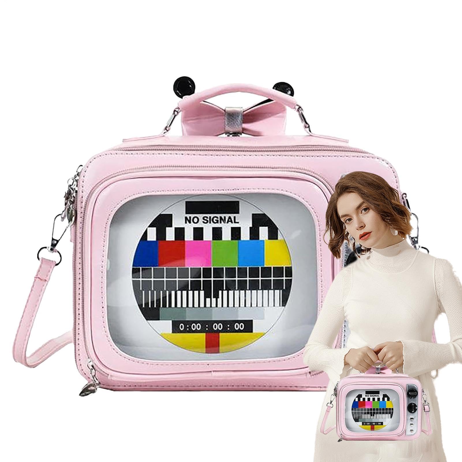 Generico Borsa a tracolla Borsa Da Giorno E Mano Portatile Multifunzionale | Borsa A Tracolla A Forma TV Retrò Multifunzionale Leggera Con Tracolla Regolabile Casual Trendy Tasche Per Ragazze Viaggio