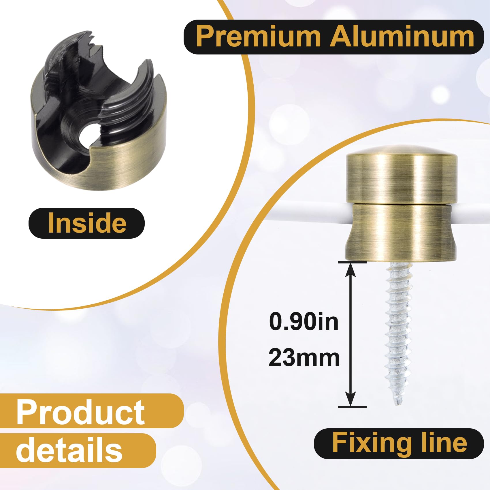 Kabelanker für Schreibtisch, Rotguss, Kabelanker, Halter, Aluminiumdraht, Organizer, selbstklebend, verstellbar, 2-in-1-Kabel-Clips, Ladekabel-Management für Nachttisch, Büro, Zuhause