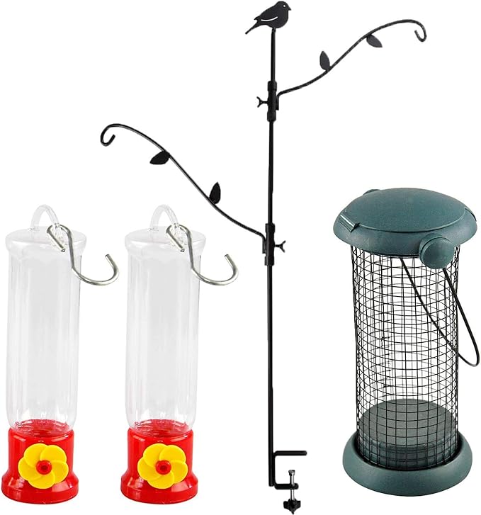HomeX MultiHook Bird Feeder Pole Deck Kit with Two Adjustable Branches, Small