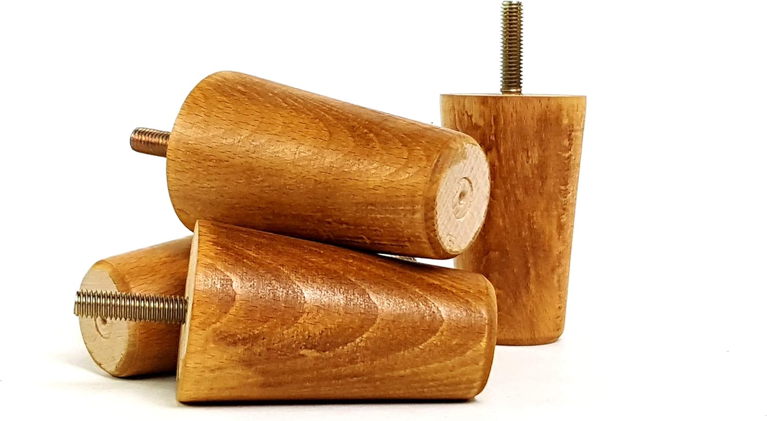 4x Wooden Furniture Legs M8(8mm) 80mm High Oak Wash Replacement Round