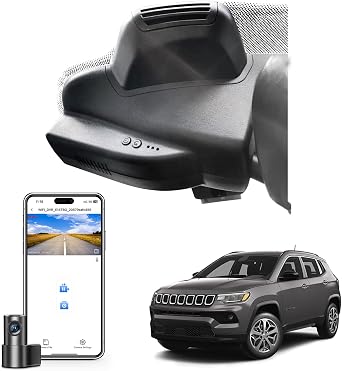 Front 4K & Rear 1080P Dash Cam Fit for Jeep Compass 2017 2018 2019 2020 2021 2021 2022 2023 2024 2025 2026,Altitude Latitude Limited Trailhawk etc, OEM Look,UHD 2160P Video,WiFi & App,GPS, 128GB Card