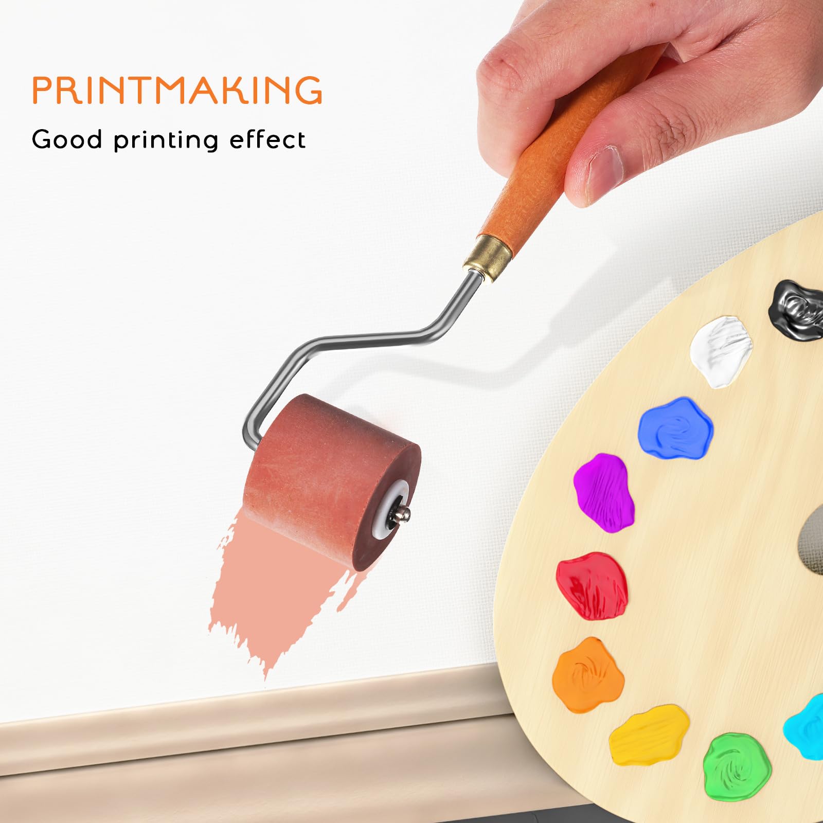 Mobestech Rodillos de Goma para Manualidades 3 Piezas 1 CM 2 CM 3 CM Mango Ergonómico para Grabado Pintura y Estampado Artístico Aplicador de Tinta Resistente y Multifuncional