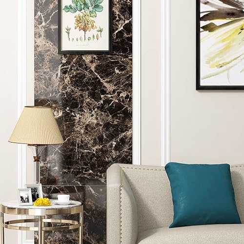 Vista 13 de AbaBoorty Papel de contacto de mármol marrón para encimera de cocina, papel de contacto para mesa de comedor, papel de mármol, papel tapiz