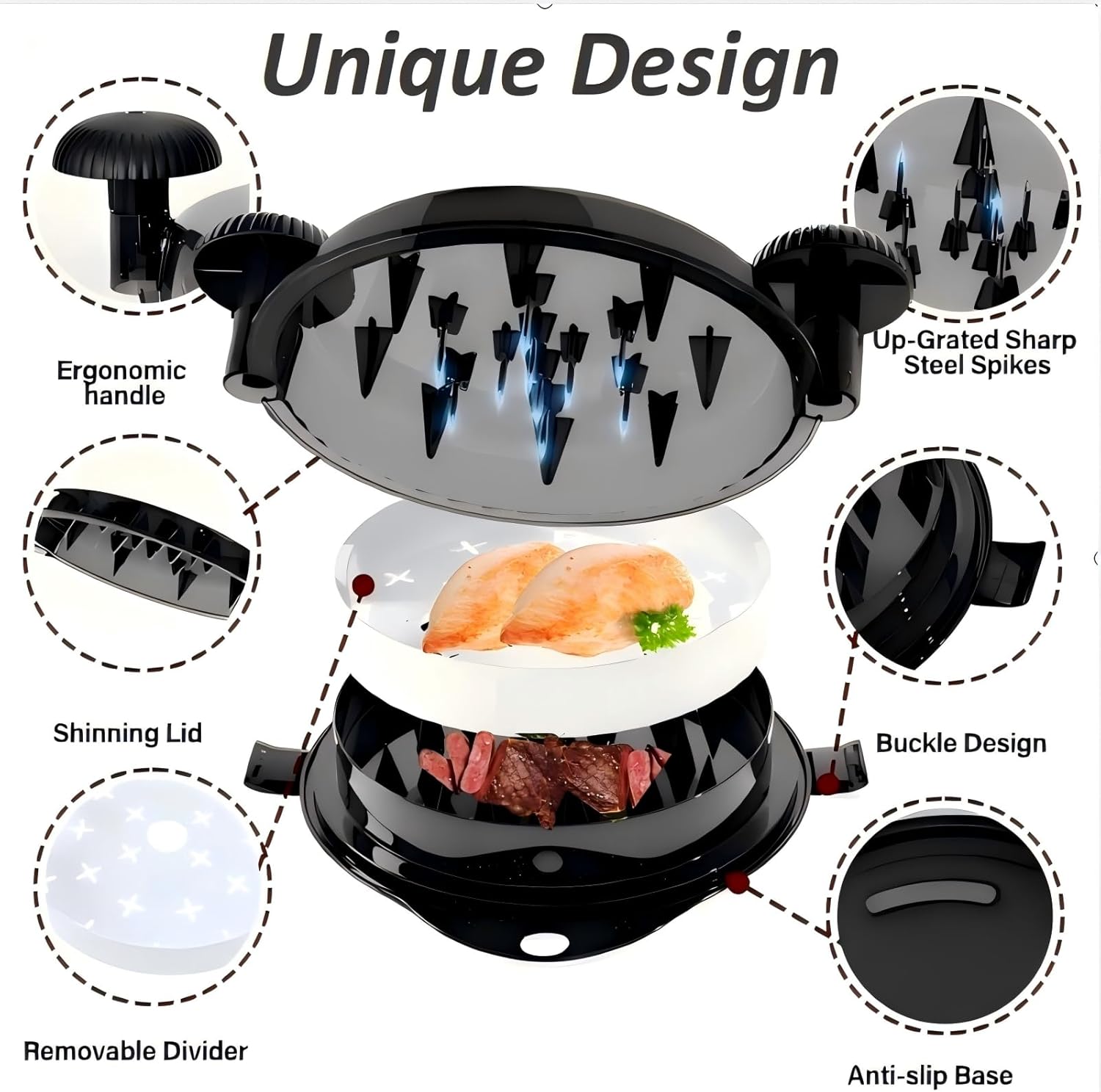 chicken shredder meat shredder tool twist large - chicken breast shredder tool with stainless steel spikes shredding tool for shredded chicken beef pork kitchen gadgets essentials (black&black)