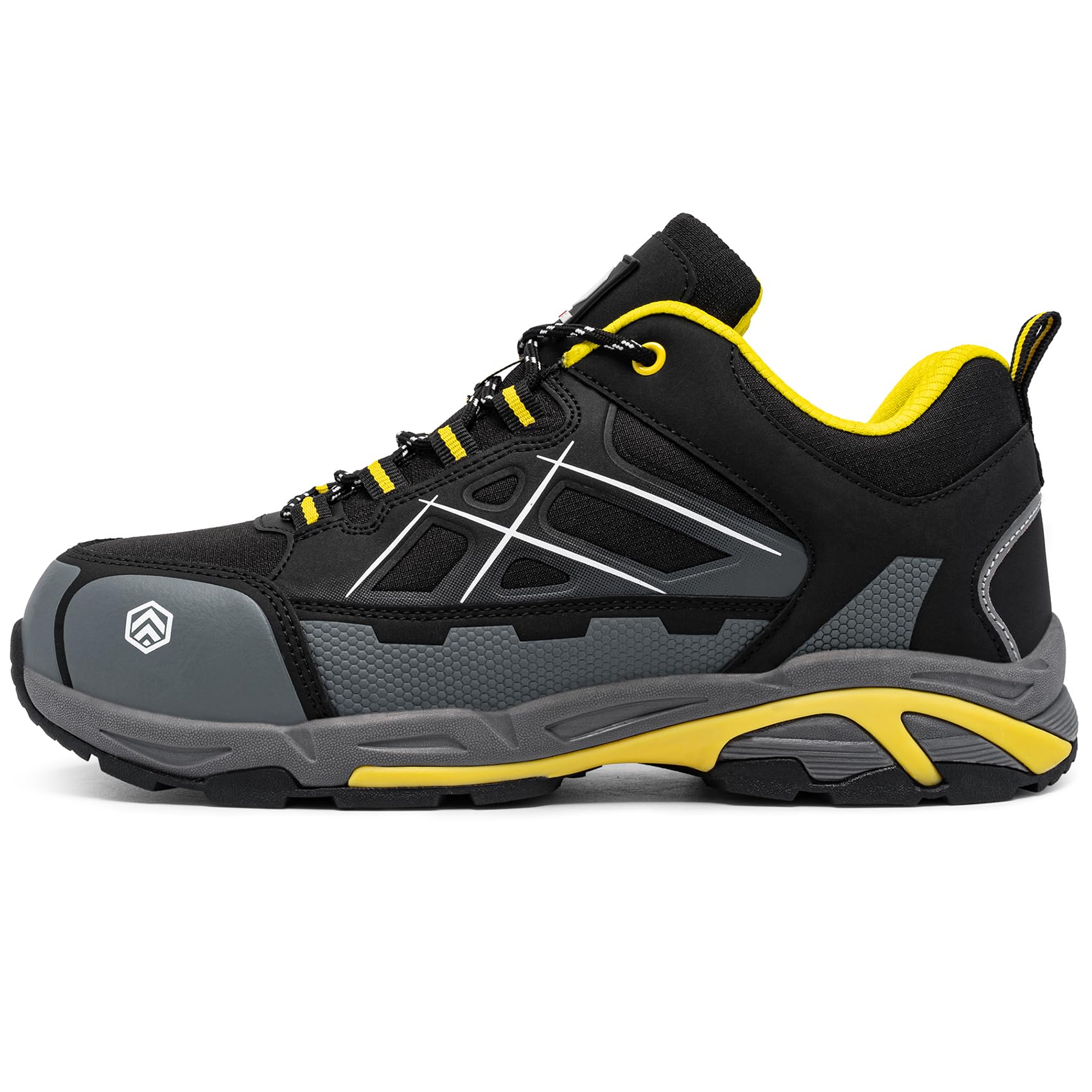 LARNMERN Zapatos de Seguridad Hombre Antiestático Punta de Acero SRC Antideslizante Transpirable Comodos Zapatillas Pies Anchos Cordones Trabajo