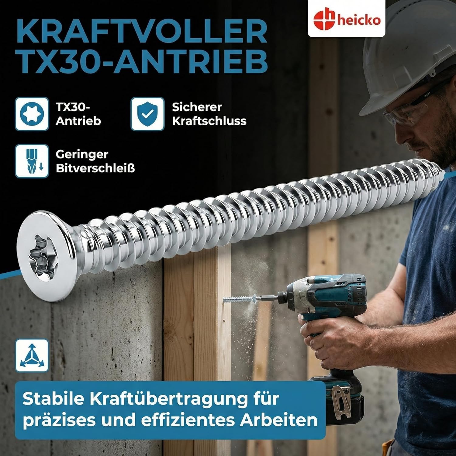 7.5x92, Vis de pose pour les fenêtres en PVC, tête fraisée Tx 30, zingué blanc, VE=100