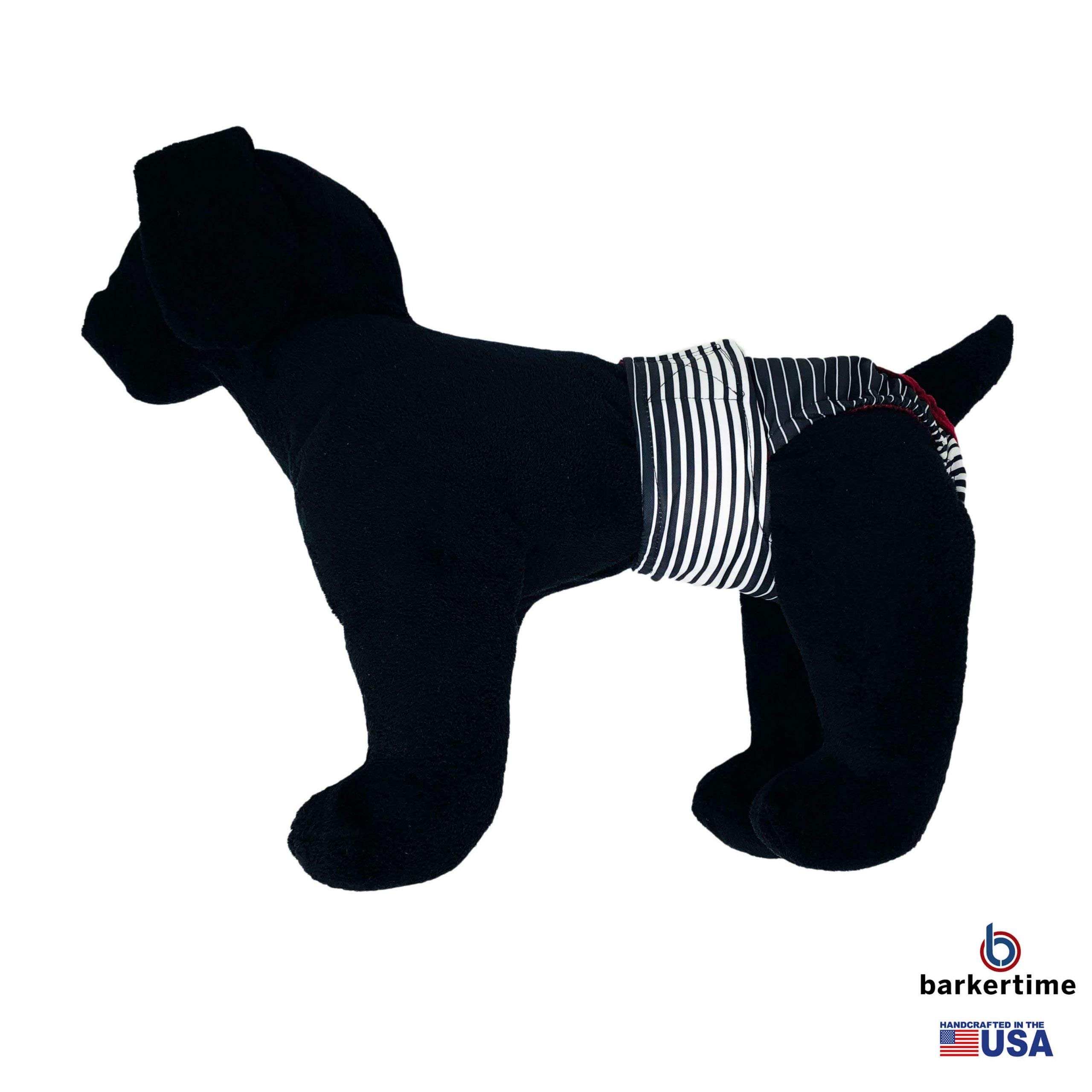 Swim Diapers for Hydrotherapy Dogs - Made in USA - Black Stripes Waterproof Swim Diaper for Dogs, M, Without Tail Hole