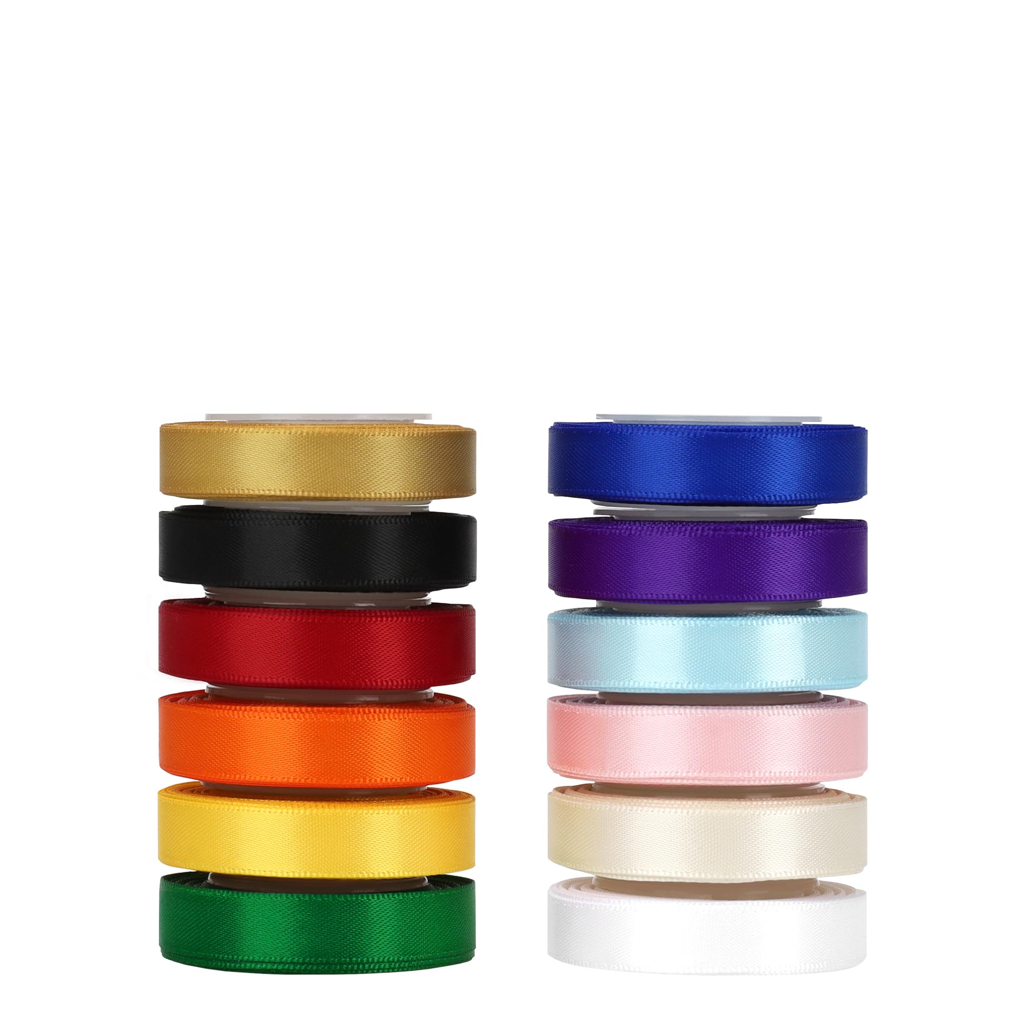 VATIN Rainbow Satin Ribbon Set 10mm x 12 Colors, Total 54 Metres- Double Faced Ribbon for Gift Wrapping Craft,Birthday Decorations,Baby Shower Decorations — image 1
