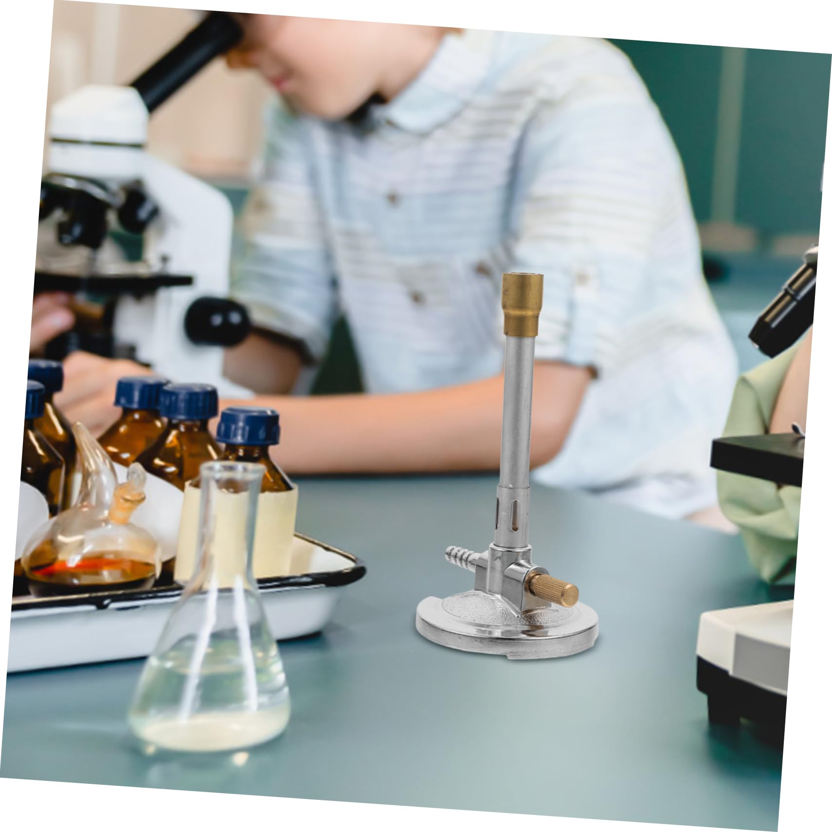 Alipis Becco Bunsen a Gas Propano Naturale, Bruciatore in Lega Di Zinco Con Regolazione Sicura Del Flusso e Stabilizzatore Di Fiamma, Dispositivo Antiribaltamento Per Uso Laboratorio e Riscaldamento
