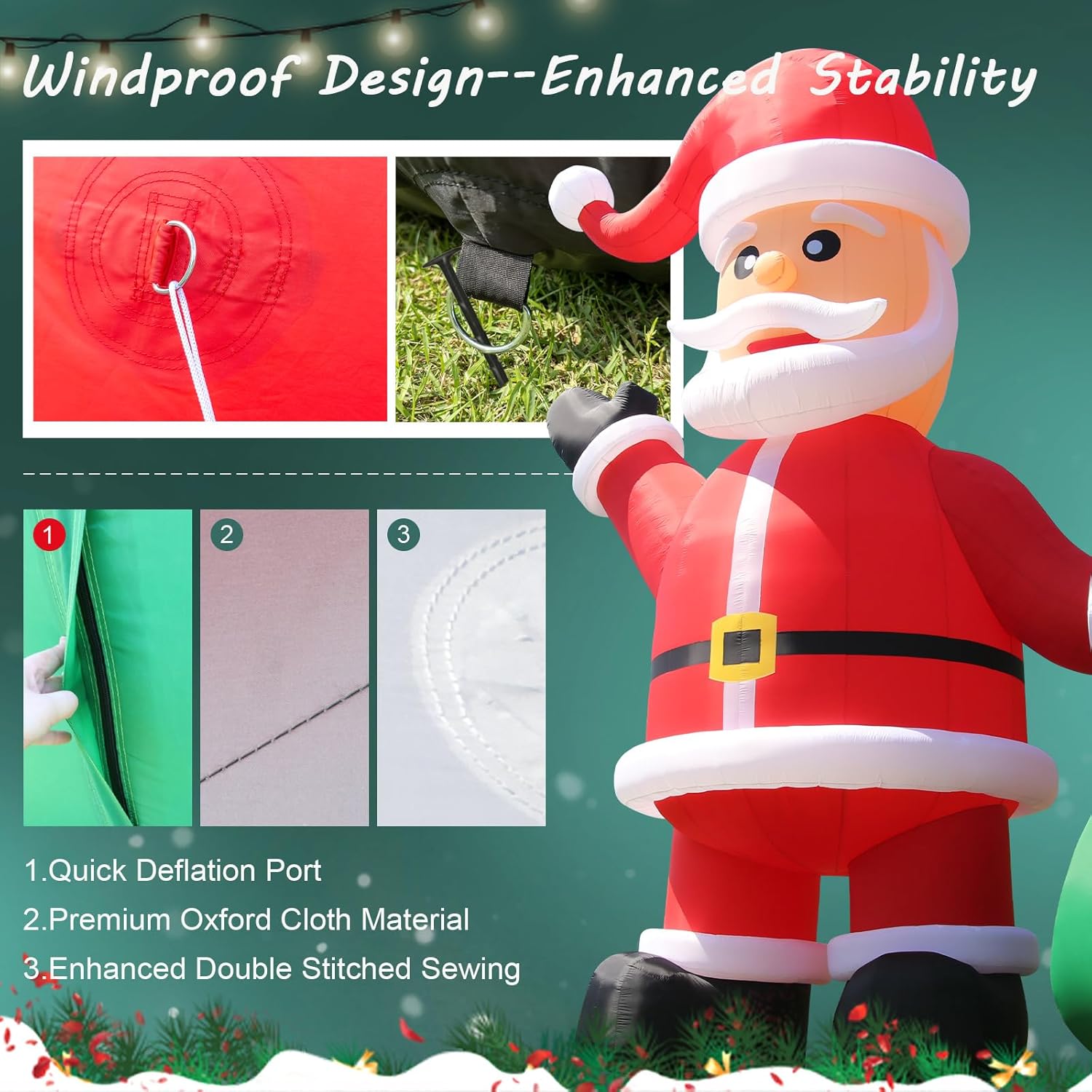 40FT Giant Inflatable Santa Claus with a Gift Bag for Christmas Yard Decoration Outdoor Yard Lawn Xmas Party Decoration with 1500w Blower