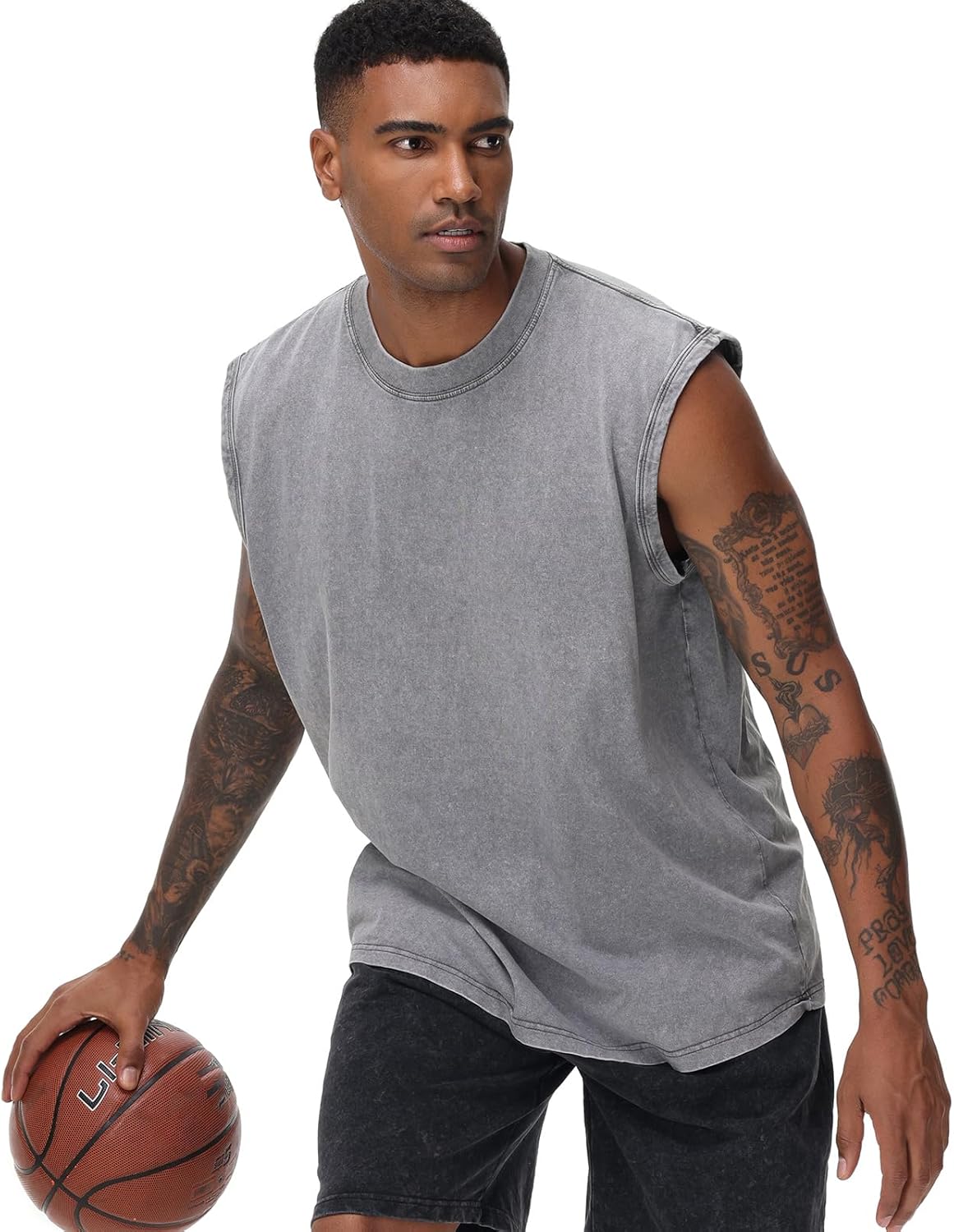 Mens Cotton Sleeveless Tank Tops Cut Off Muscle Gym T Shirts Running Beach Loose Fit Tees - Image 2