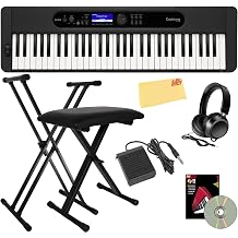 Casio CT-S400 61-Key Portable Keyboard Bundle with Adjustable Stand, Bench, Headphones, Sustain Pedal, Piano Book, Online Piano Lessons, Instructional DVD, and Austin Bazaar Polishing Cloth