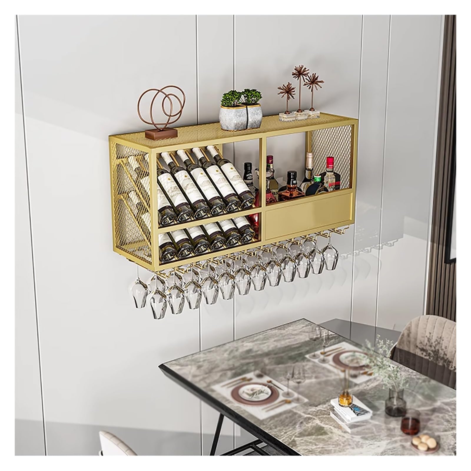 Support pour verres et porte-bouteilles mural gain de place
