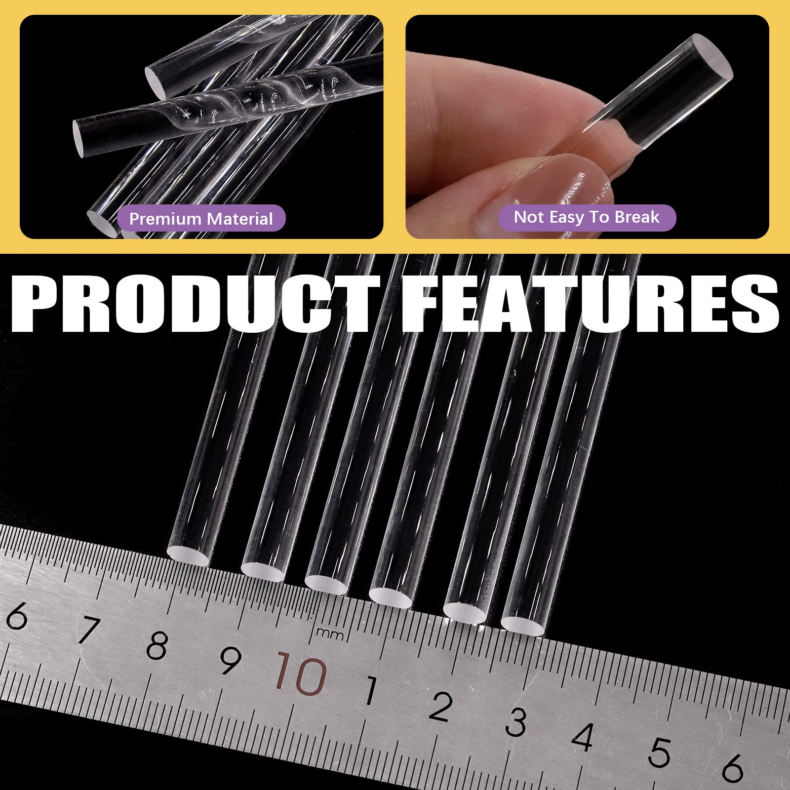 Acrylic Dowel Rods - 15 Pack, 6mm Diameter -3 Acrylic Dowel Rods - 15 Pack, 6mm Diameter -3