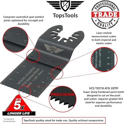 Miniatura 3 de TopsTools FAKA26A - Cuchillas de mezcla OMT de ajuste rápido para Dewalt Bosch Fein (no StarLock), Makita Milwaukee Craftsman Chicago Ryobi Rockwell