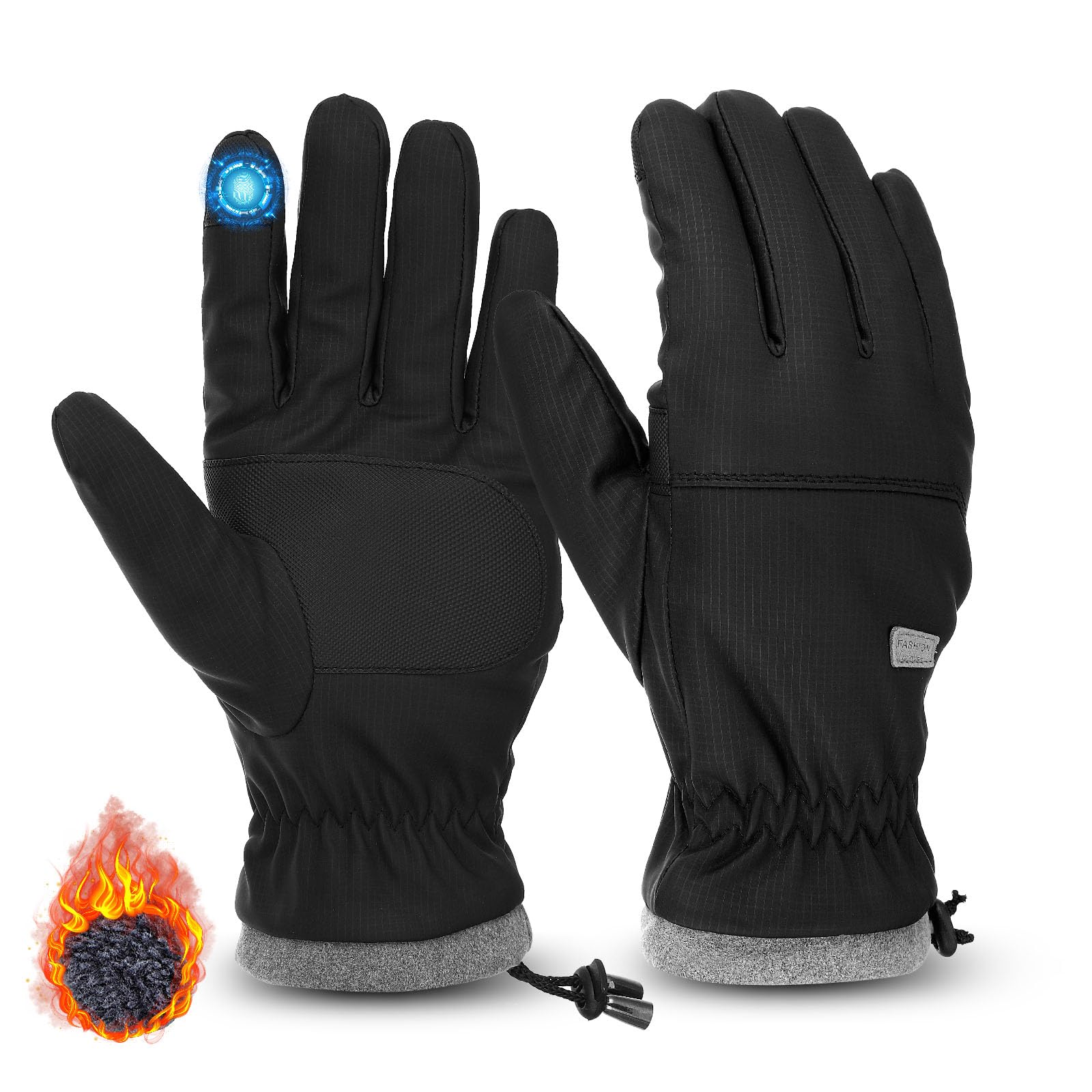 ASTERWinter Gloves for Men Women Waterproof, Thickened Fleece Lining Heated  Gloves Cold Weather, Durable Winter Thermal Warm Gloves Anti-Slip Touch