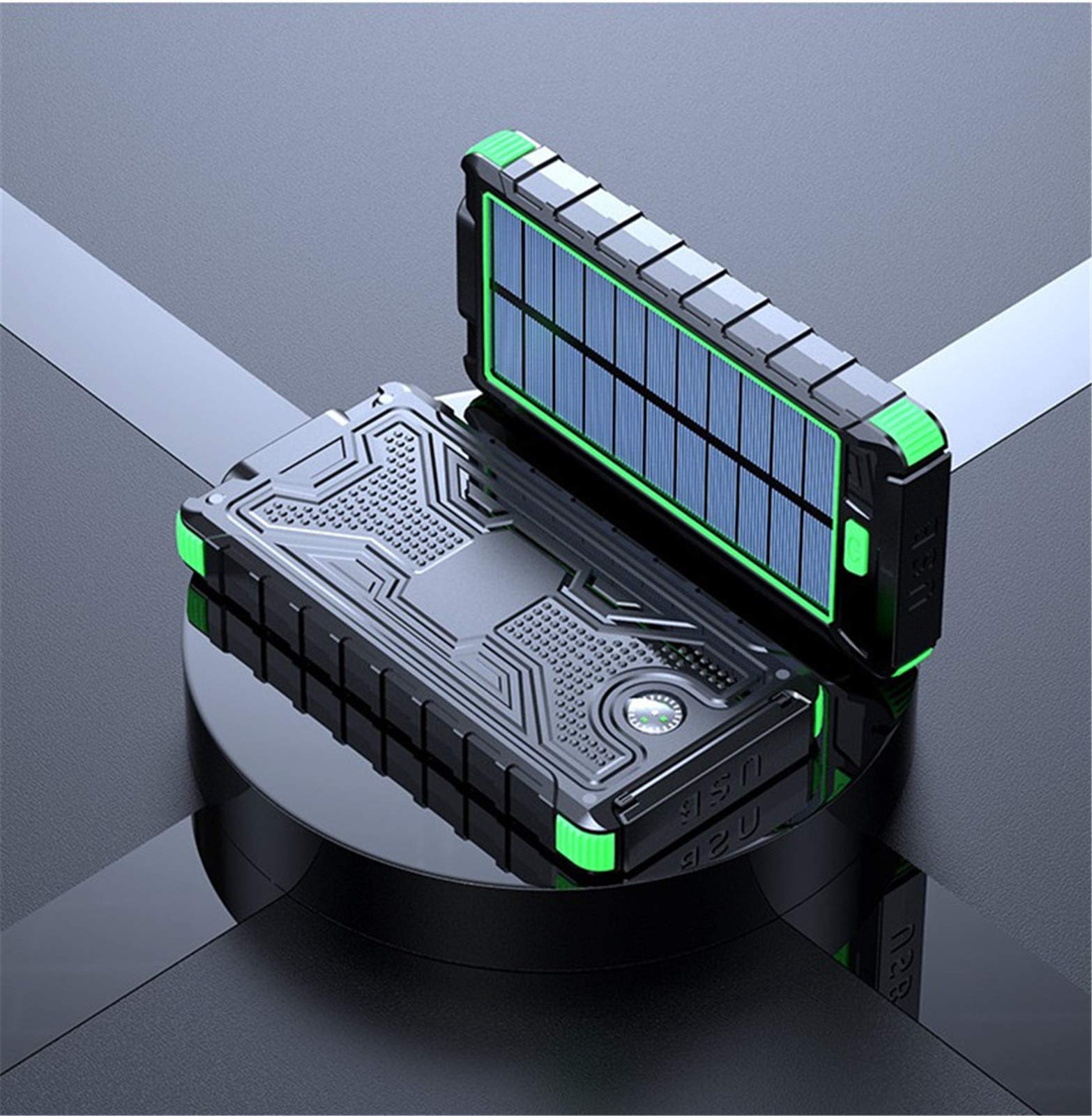 Banca di energia Solare Caricatore Portatile di Grande capacità Banca di Alimentazione Esterna LED Caricatore Solare Impermeabile Batteria 20000Mah, Blu