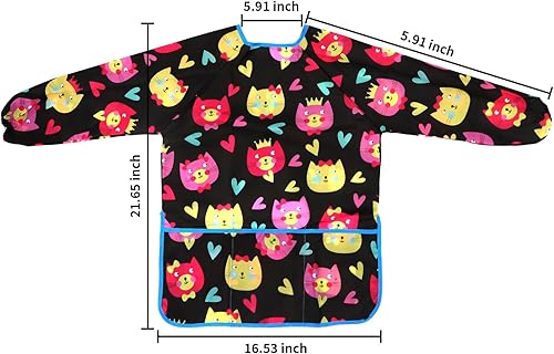 Miniatura 5 de Paquete de 2 batas de arte para niños, impermeables, delantales de pintura para niños, delantales de arte para niños, delantal de pintura de manga