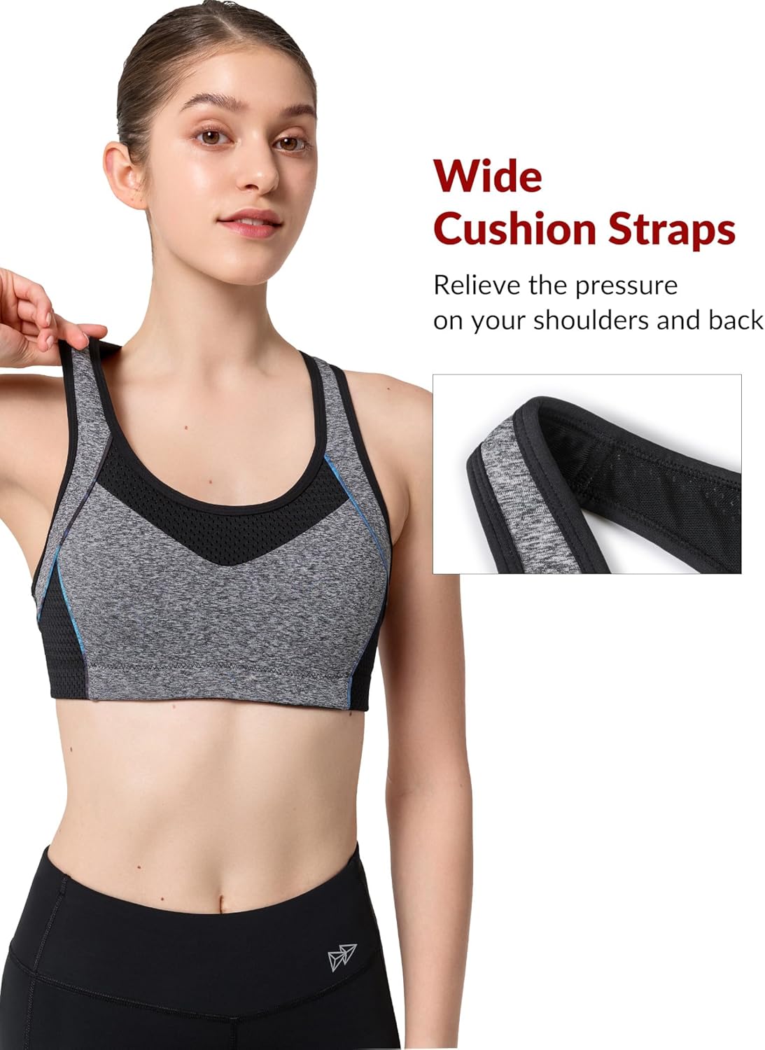 Yvette Sports Bras for Women High Impact Support Racerback Sports Bra Plus Size No Underwire for Running Workout - Image 5