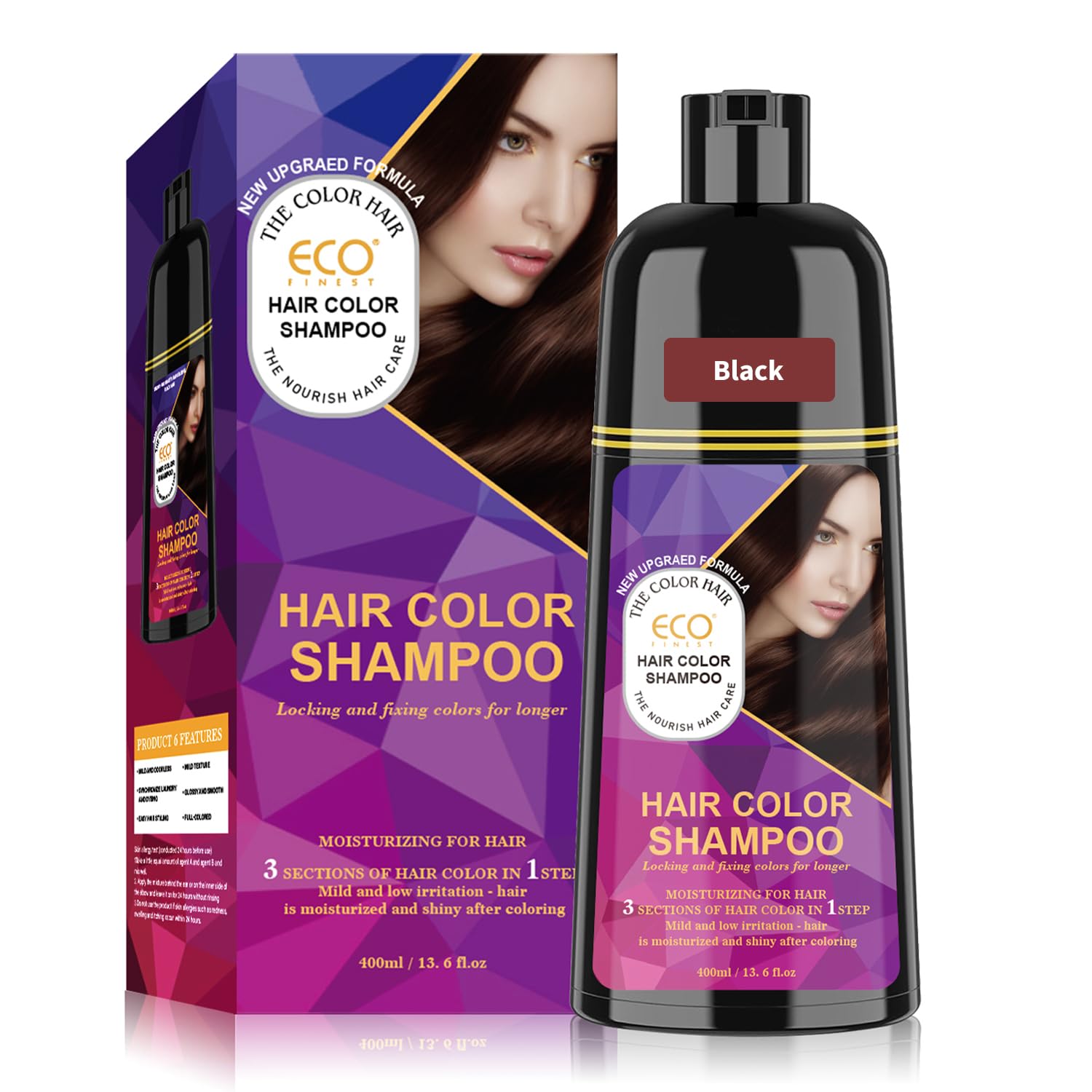 Hair Color Shampoo for Grey Hair Upgraded Formula Herbal Hair Dye Shampoo for Women & Men Moistueizing and Nourish Hair Care Mild and Low Irritation