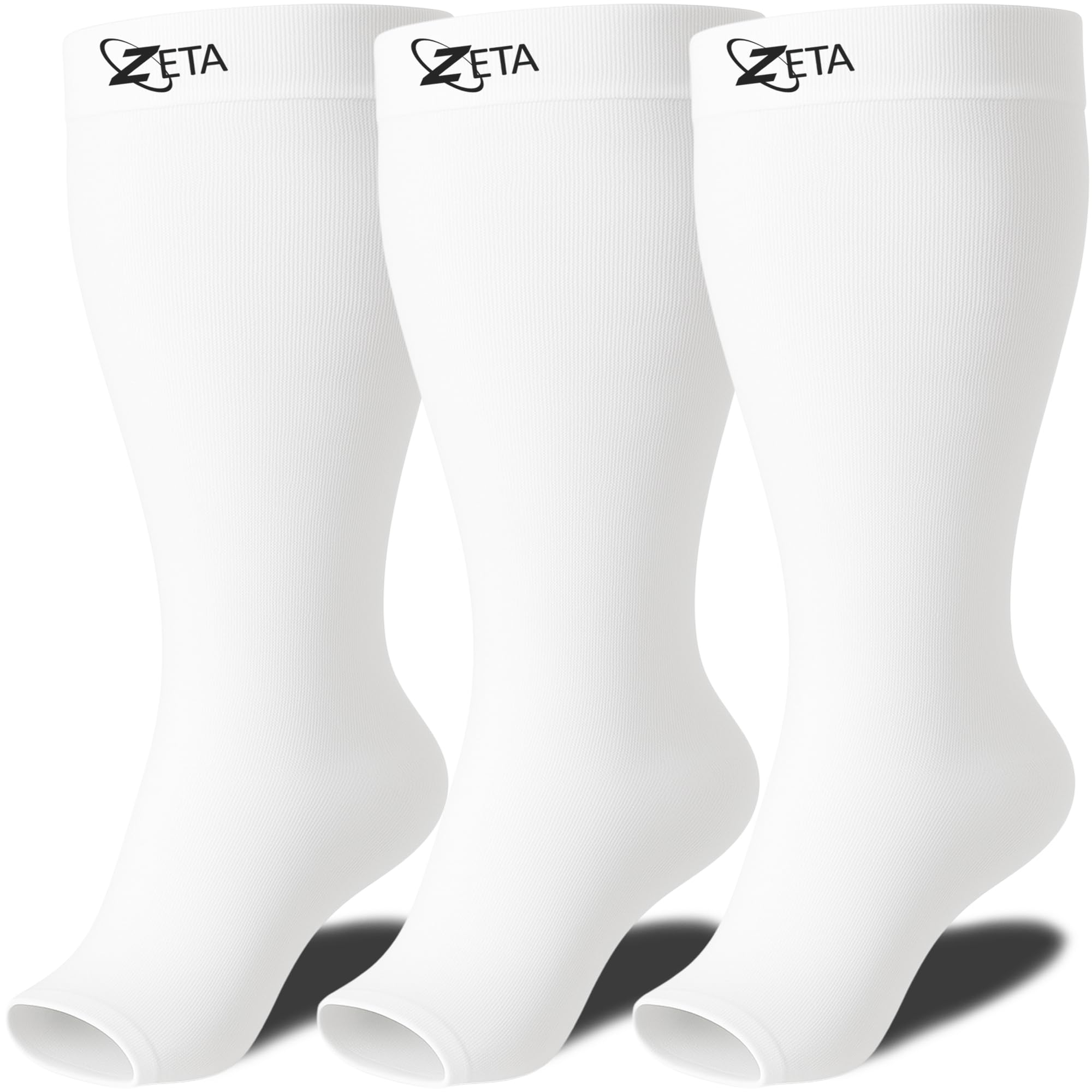 Zeta Wear Plus Size Compression Socks for Women and Men, Wide Calf Knee-High 15-19 mmHg Graduated Support, Easy-On Cuff, Fits Calves to 26 inch / 66 cm