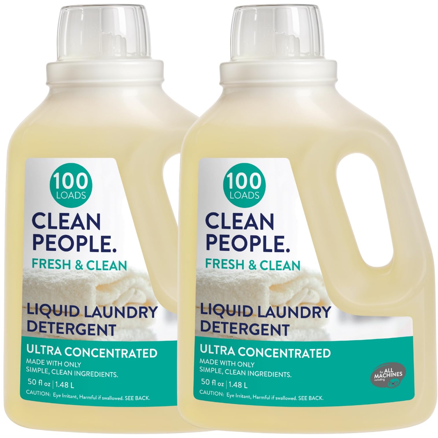 THE CLEAN PEOPLE The Clean People Liquid Laundry Detergent - Recyclable Packaging, Stain Fighting - Ultra Concentrated, Laundry Soap - Fresh Scent, 50 fl oz (2 Pack)