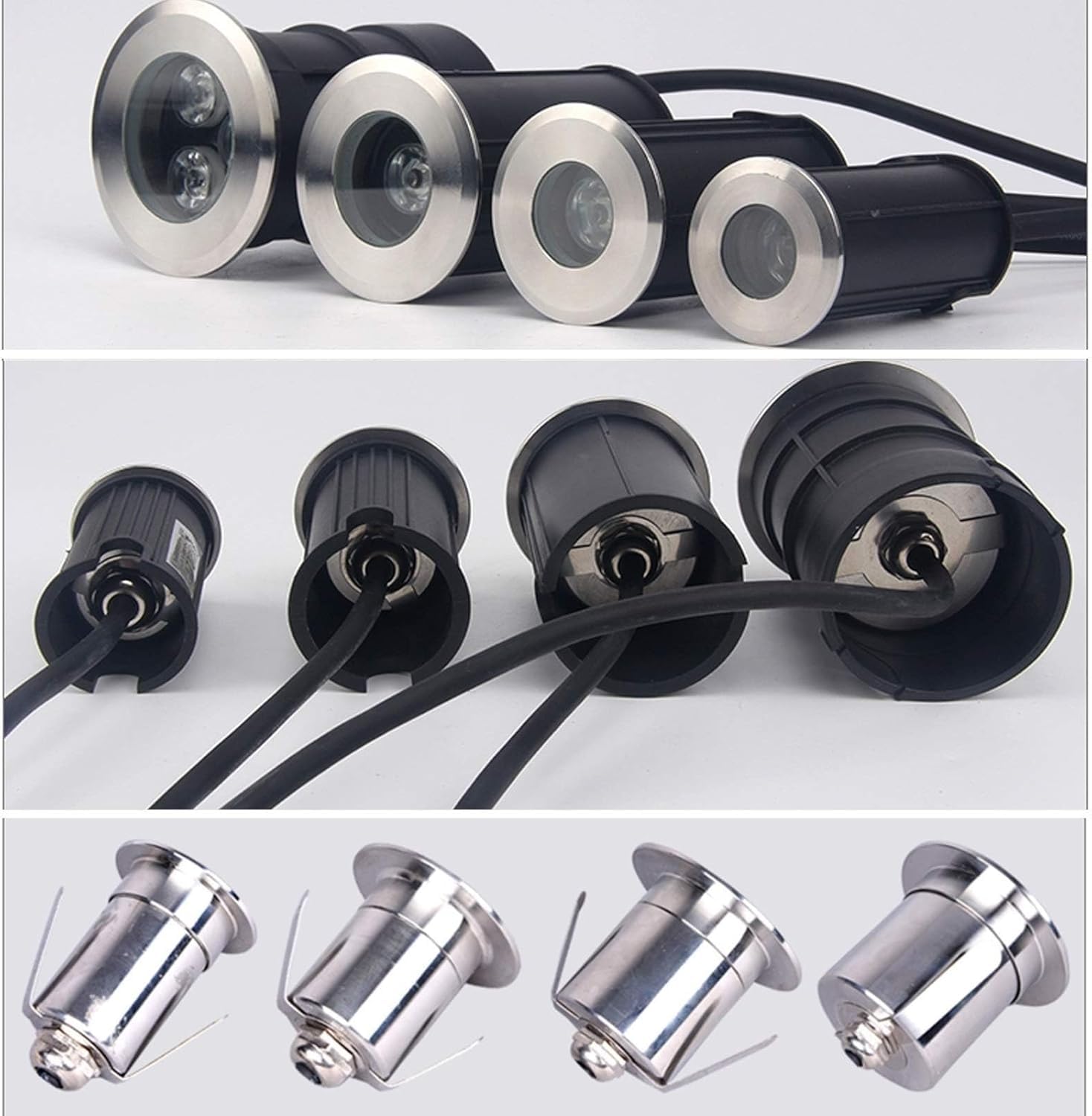 Luci A LED Subacquee per Laghetto per Esterni Giardino Feste Fontana Ip68 Interrate Paesaggistiche 12V Faretto Rotondo da Incasso Bianco Caldo/Rosso 52X85 Mm
