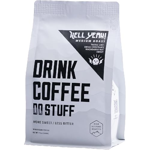 DRINK COFFEE DO STUFF, Hell Yeah!, Blend, Whole Bean, Medium Roast, Sweet, Chocolate, Caffeine, Organic, Lake Tahoe Coffee