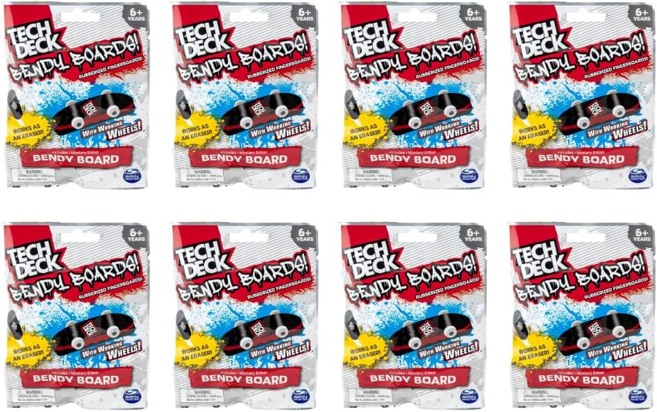 Toptoys2u Bargain Bundles Tech Deck Bendy Boards Rubber Eraser Finger Board Blind Bag - Pack of 8