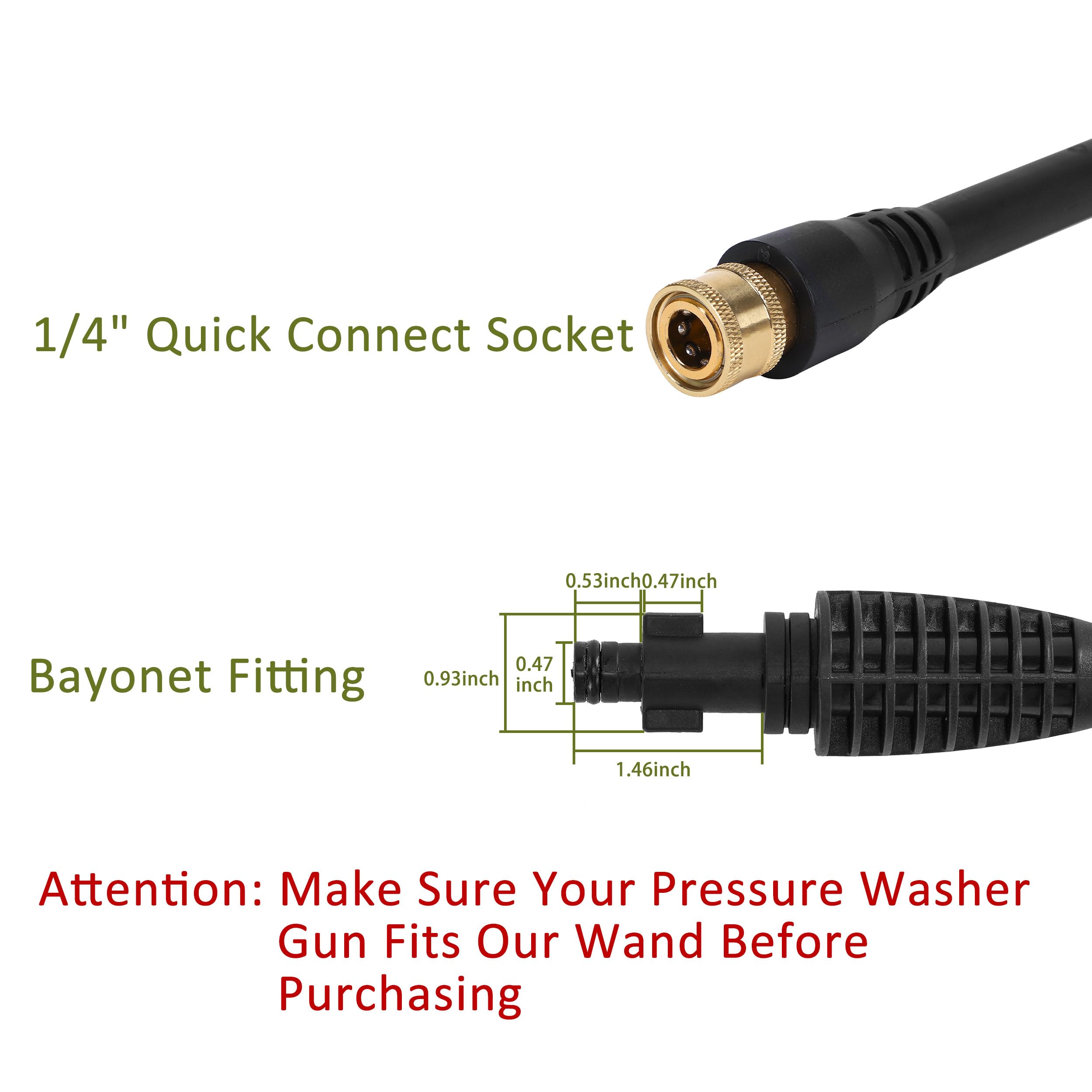 PWACCS Kit de accesorios para lavadora a presión – Varita de repuesto de lavadora eléctrica de 16 pulgadas con 5 puntas de pulverización y boquilla turbo – Compatible con Ryobi, Portland, Husky