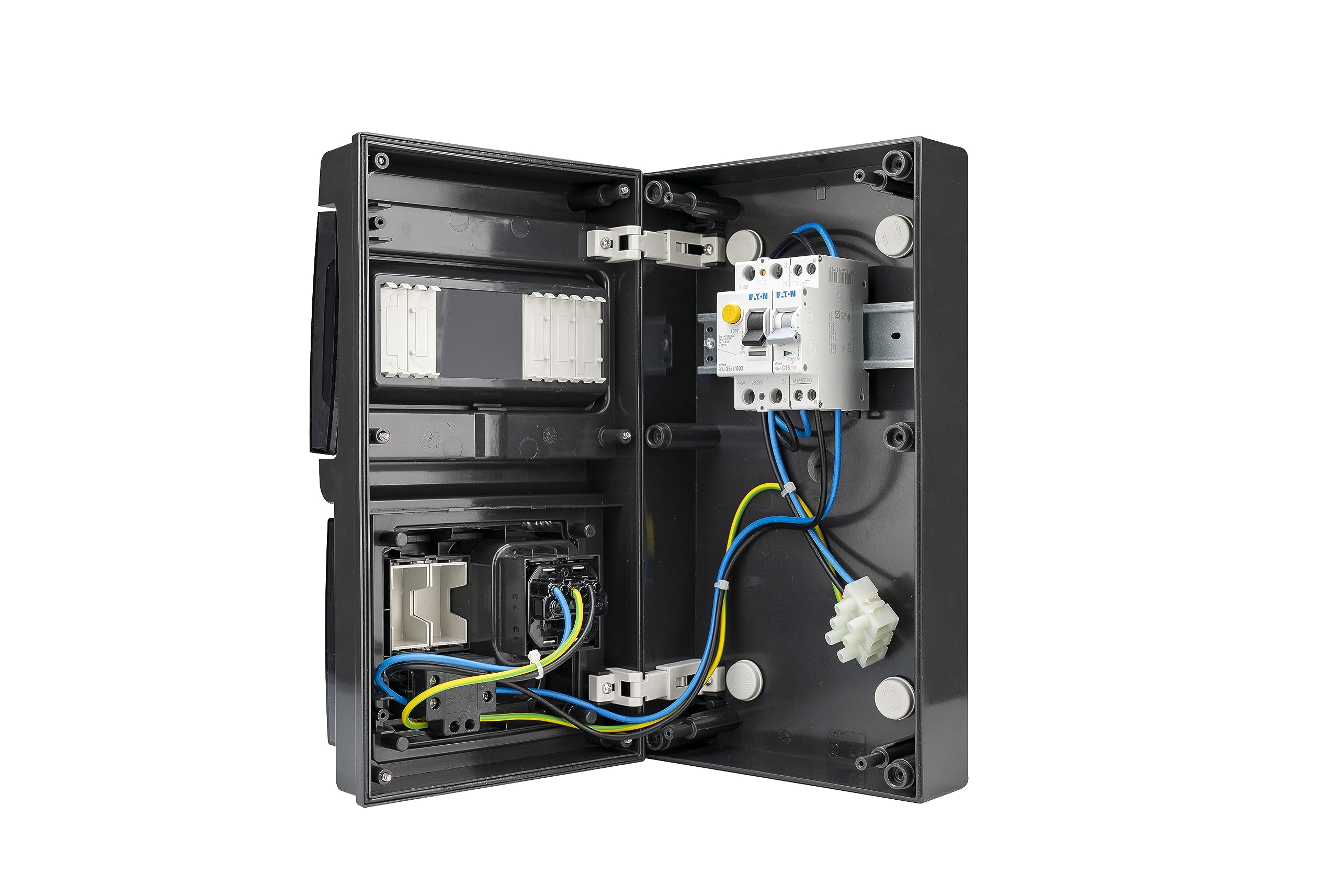 Steckdose für Elektroautos, Ladesystem mit LCD Digitale Stromzähler und FISchalter/Leitungsschutzschalter IP54 (Schwarz mit Fi-Schalter) Schwarz mit Fi-Schalter Schwarz mit Fi-Schalter
