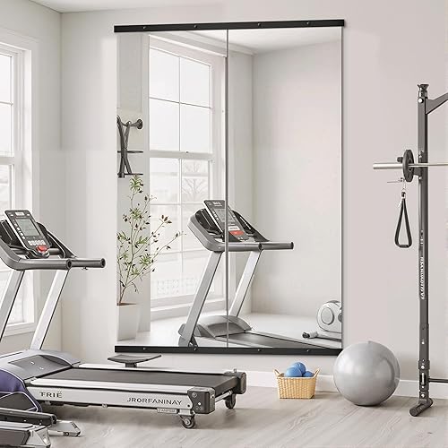 Miniatura 10 de Espejo de pie de longitud completa, espejo grande con marco de aluminio para puerta, dormitorio, baño, sala de estar (60 x 15 pulgadas, negro)