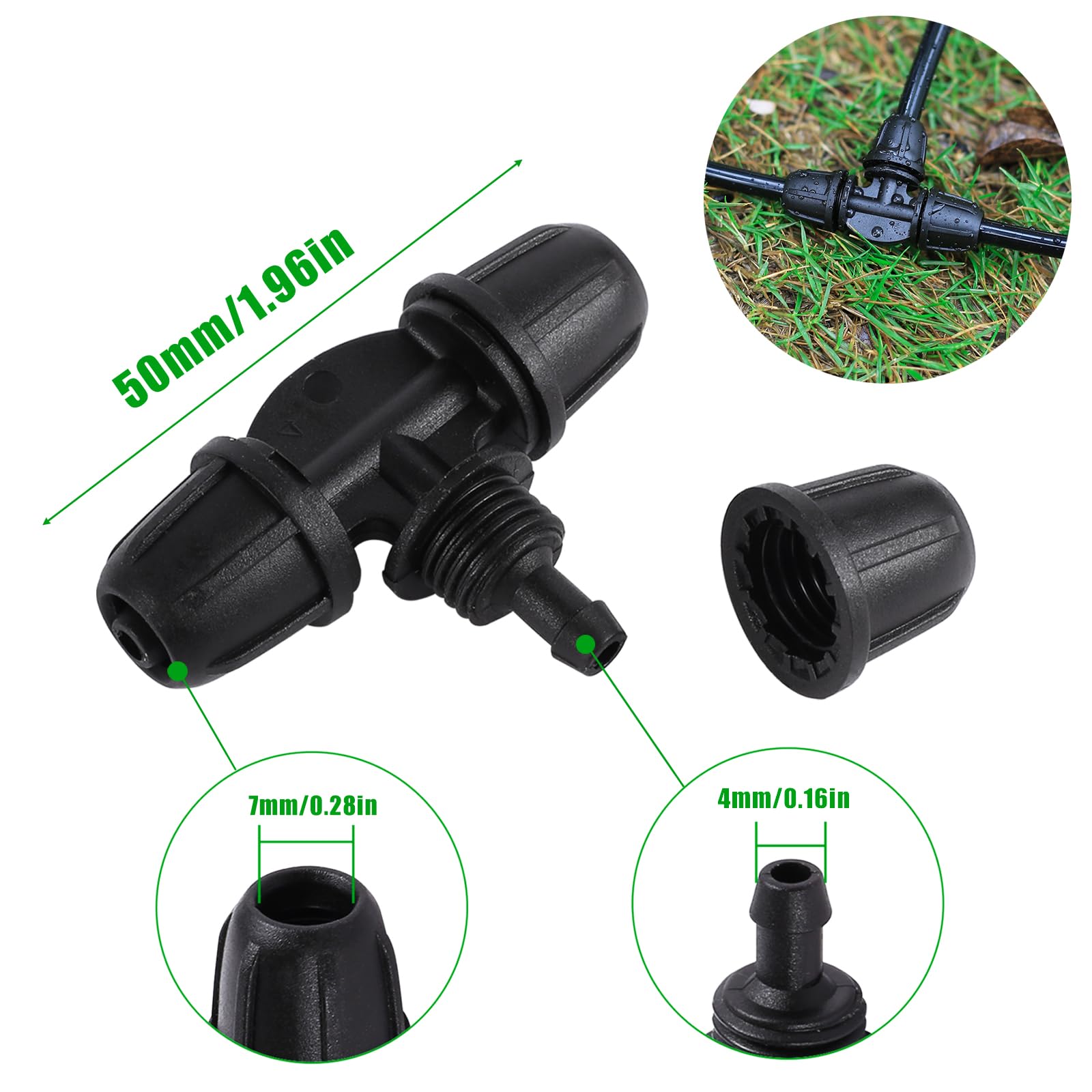 Hakioi Tropfstrahler-Set (25 Stück) – Für 6,35 Mm Schlauch, 360° Verstellbar, Mit Anti-Drop-Lock Für Gartenbewässerung