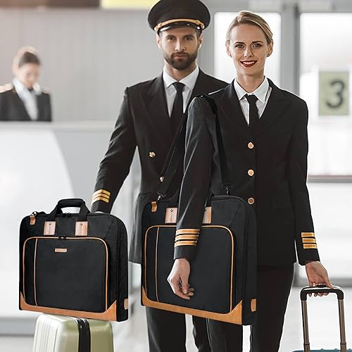 Miniatura 8 de Noozion Bolsa de ropa para viaje, grande, de cuero, bolsa de traje colgante, bolsa de viaje impermeable, bolsa de equipaje para hombres y mujeres