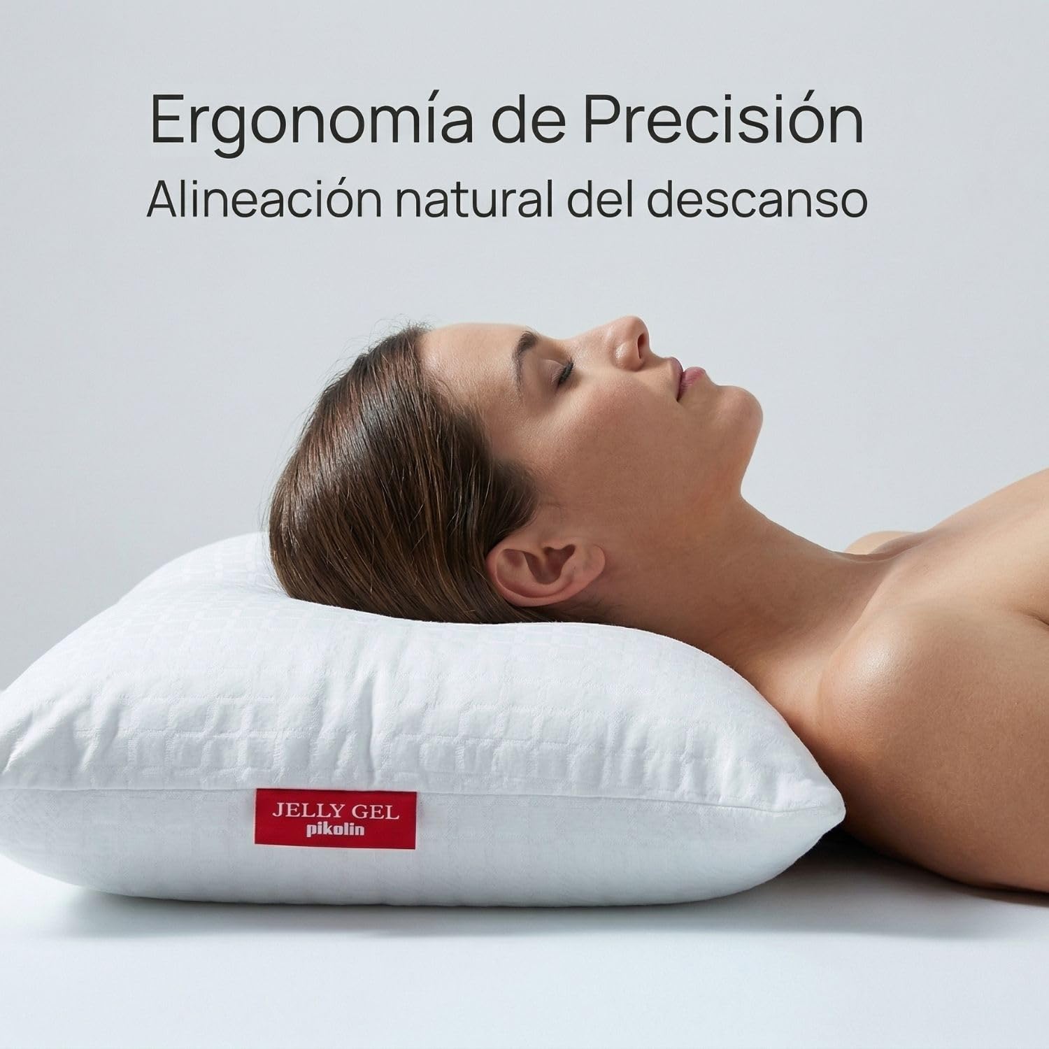 PIKOLIN - Almohada Viscoelástica 70 cm con Memory Gel Premium JellyGel - Efecto Fresco, Firmeza Media, Ergonómica Cervical, Transpirable e Hipoalergénica