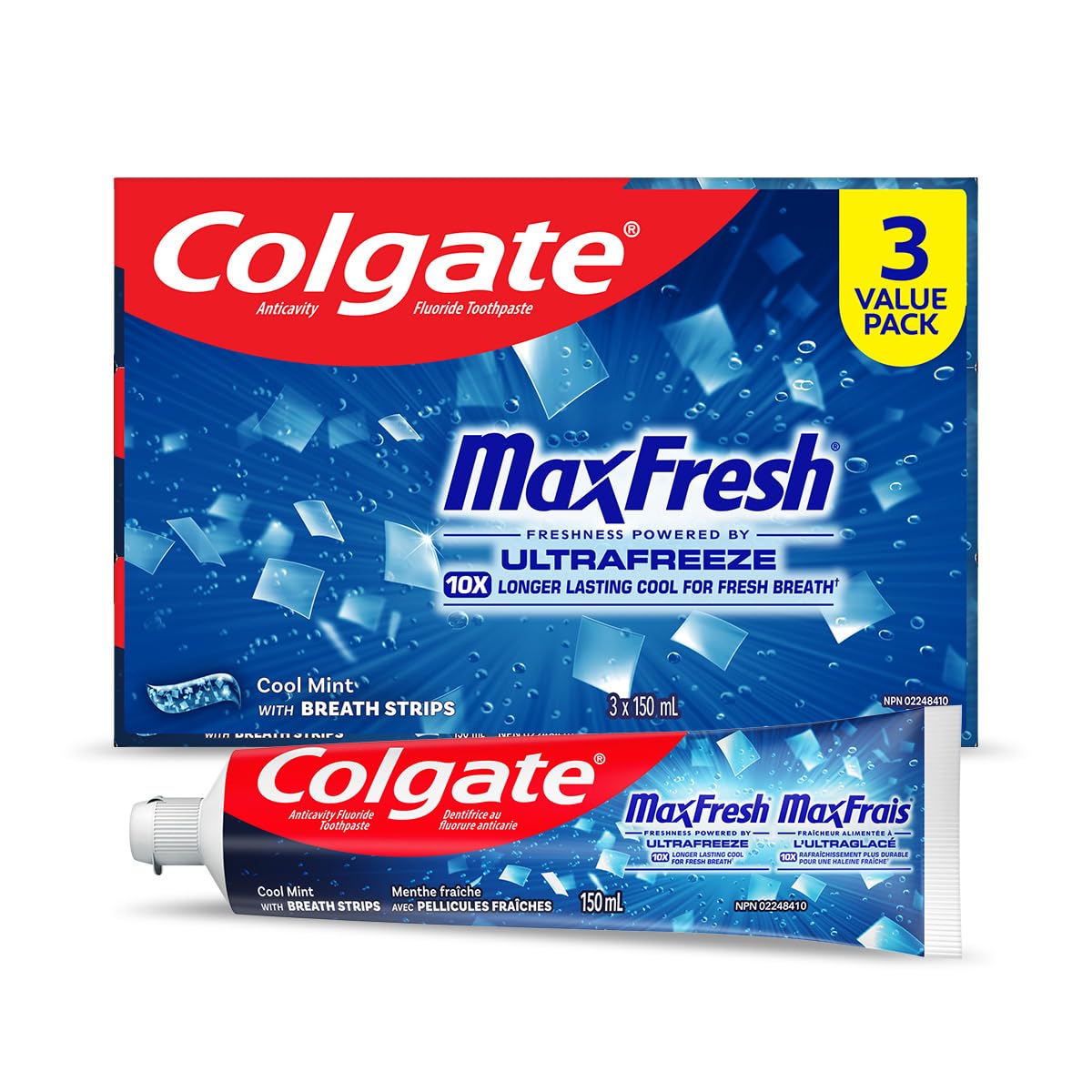 Colgate MaxFresh Charcoal Toothpaste - Fluoride Whitening Formula with Enamel Protection for a Fresh Clean Smile - Dentifrice for Daily Oral Care 150ml, 3 pack - 3