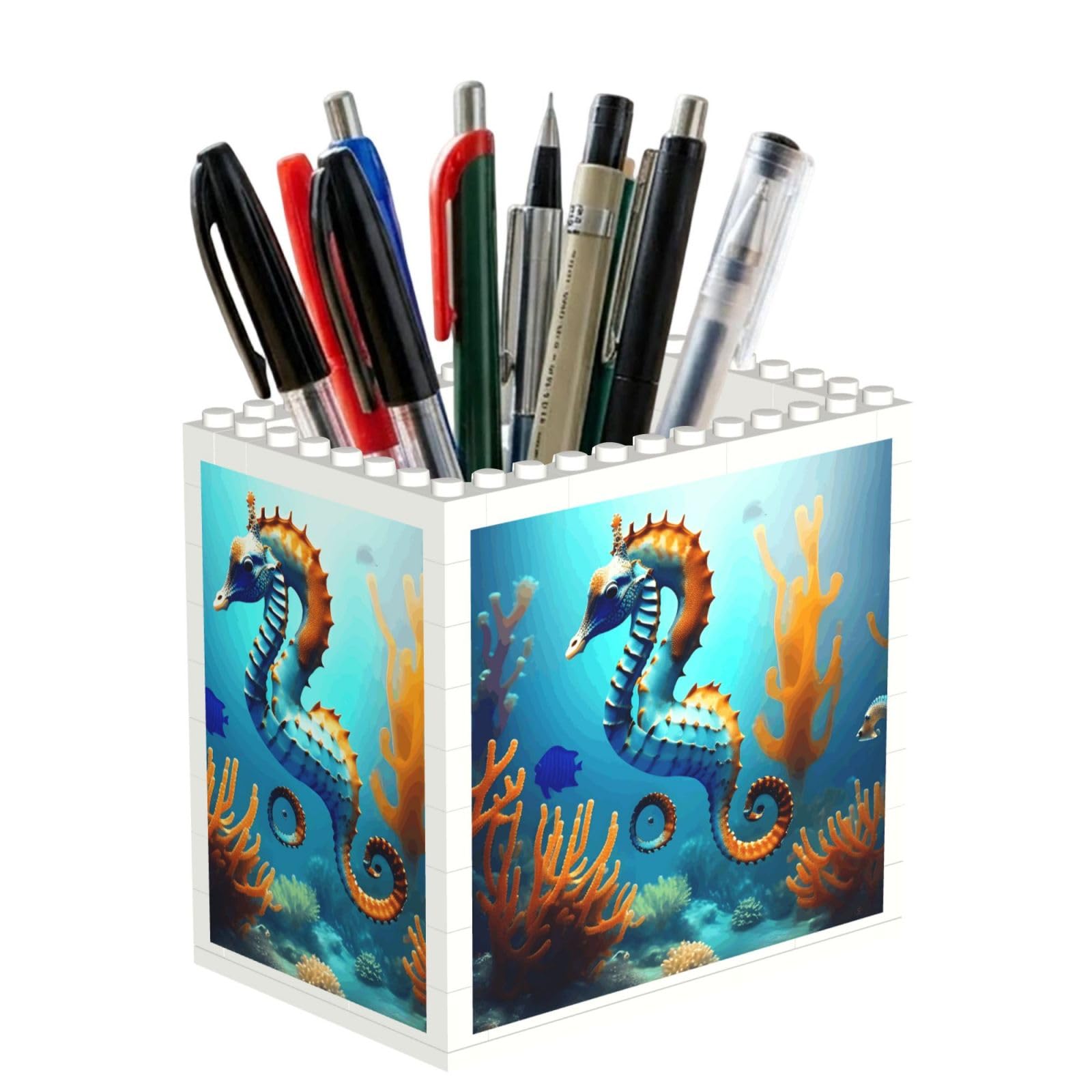 SXZVVBN Seabed coral seahorse Building Block Desk Tidy ABS Organiser