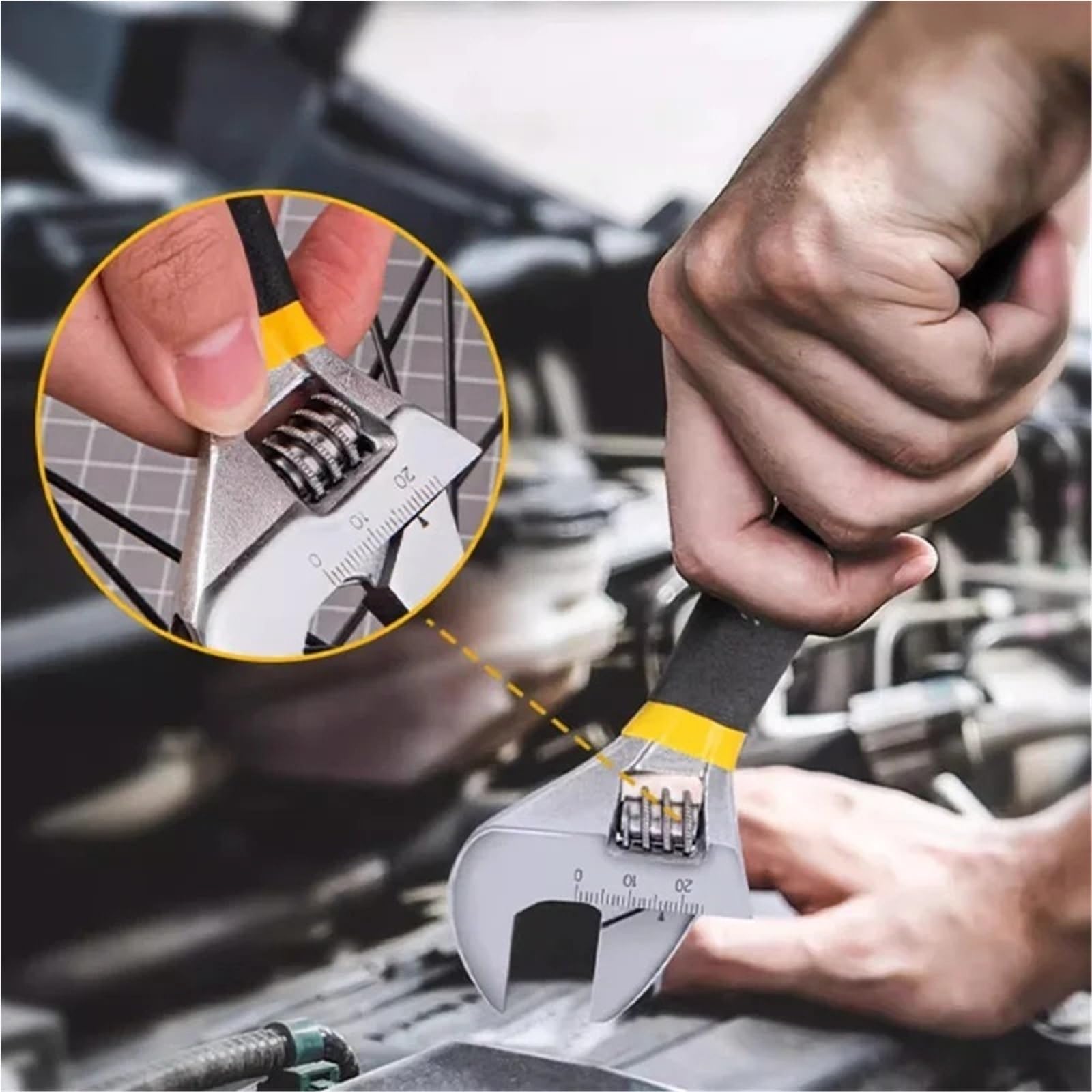 Llave inglesa ajustable de gran apertura con mango largo, de acero al carbono, for taller mecánico, herramientas manuales de reparación de automóviles.(12inch)