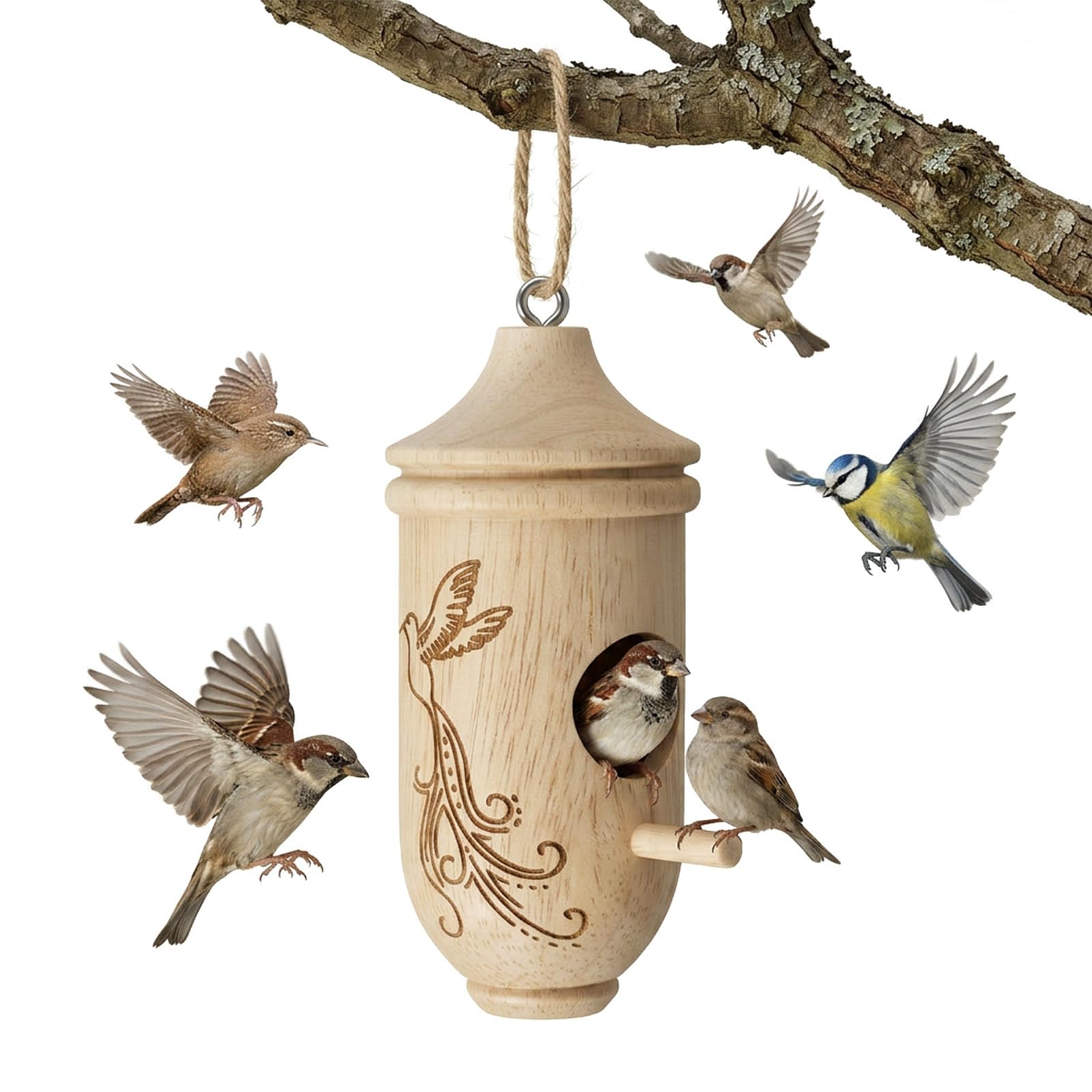 RAHHLIZS Wooden Hummingbird House for Outside Hanging